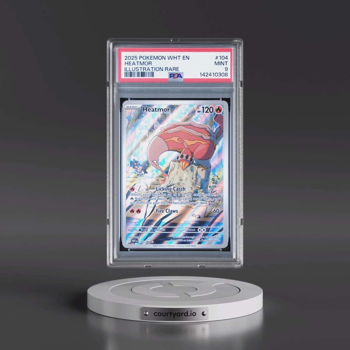2025 Pokémon Wht EN-White Flare #104 Heatmor - Illustration Rare (PSA 9 MINT)