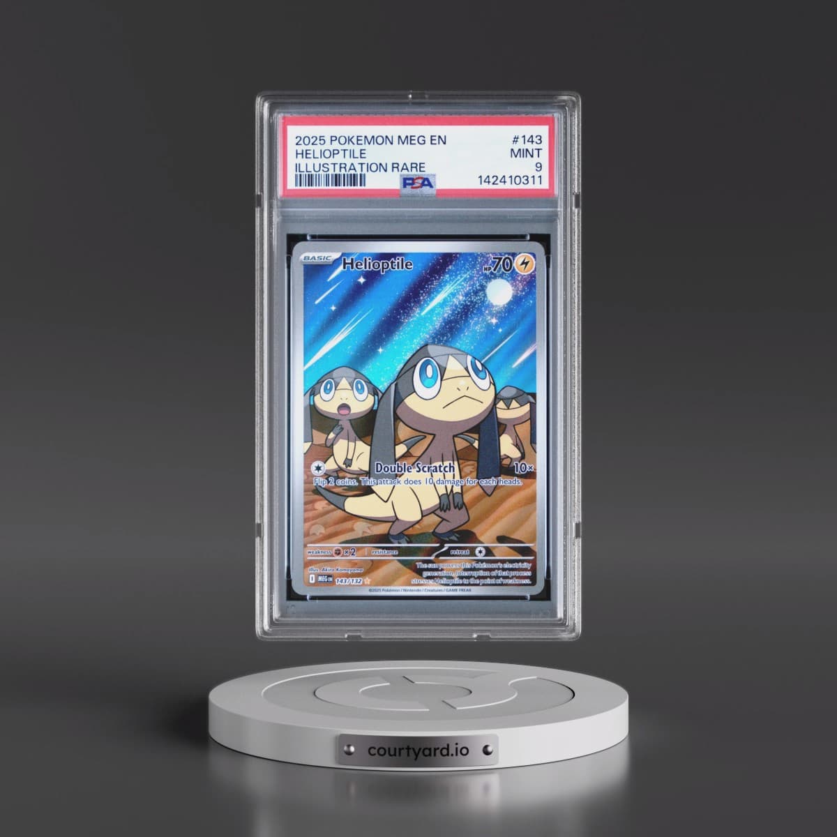 2025 Pokémon Meg EN-Mega Evolution #143 Helioptile - Illustration Rare (PSA 9 MINT)