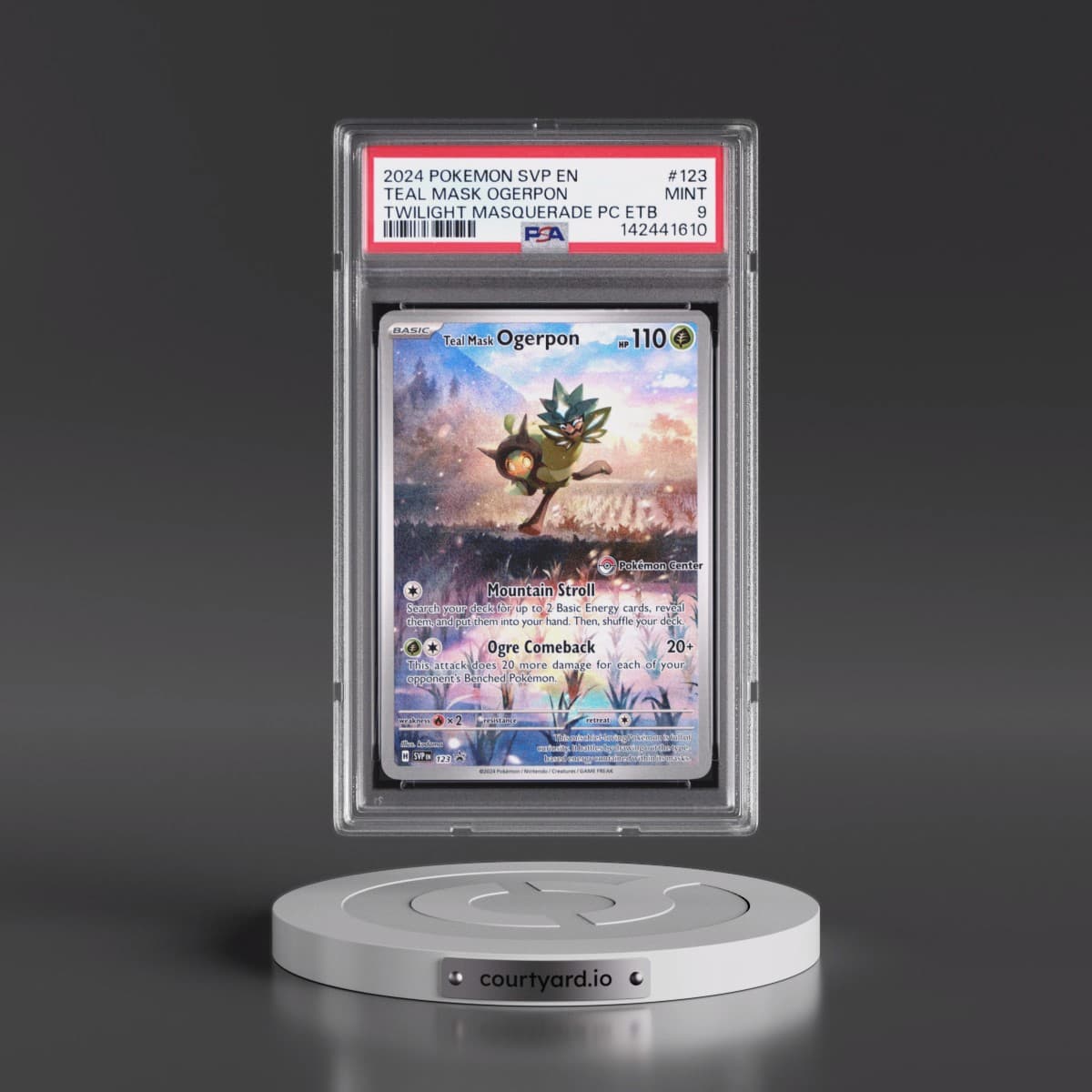 2024 Pokémon Svp EN-SV Black Star Promo #123 Teal Mask Ogerpon - Twilight Masquerade Pokemon Center Elite Trainer Box (PSA 9 MINT)