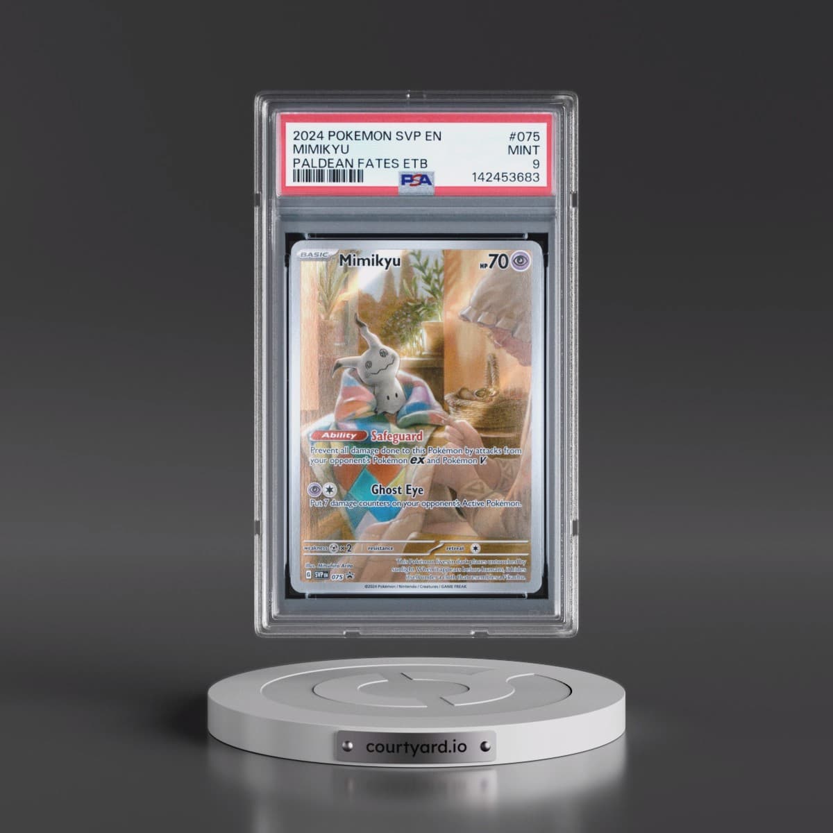 2024 Pokémon Svp EN-SV Black Star Promo #075 Mimikyu - Paldean Fates Elite Trainer Box (PSA 9 MINT)