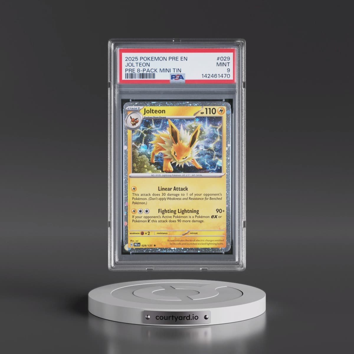 2025 Pokémon Pre EN-Prismatic Evolutions #029 Jolteon - Prismatic Evolutions 8-Pack Mini Tin (PSA 9 MINT)
