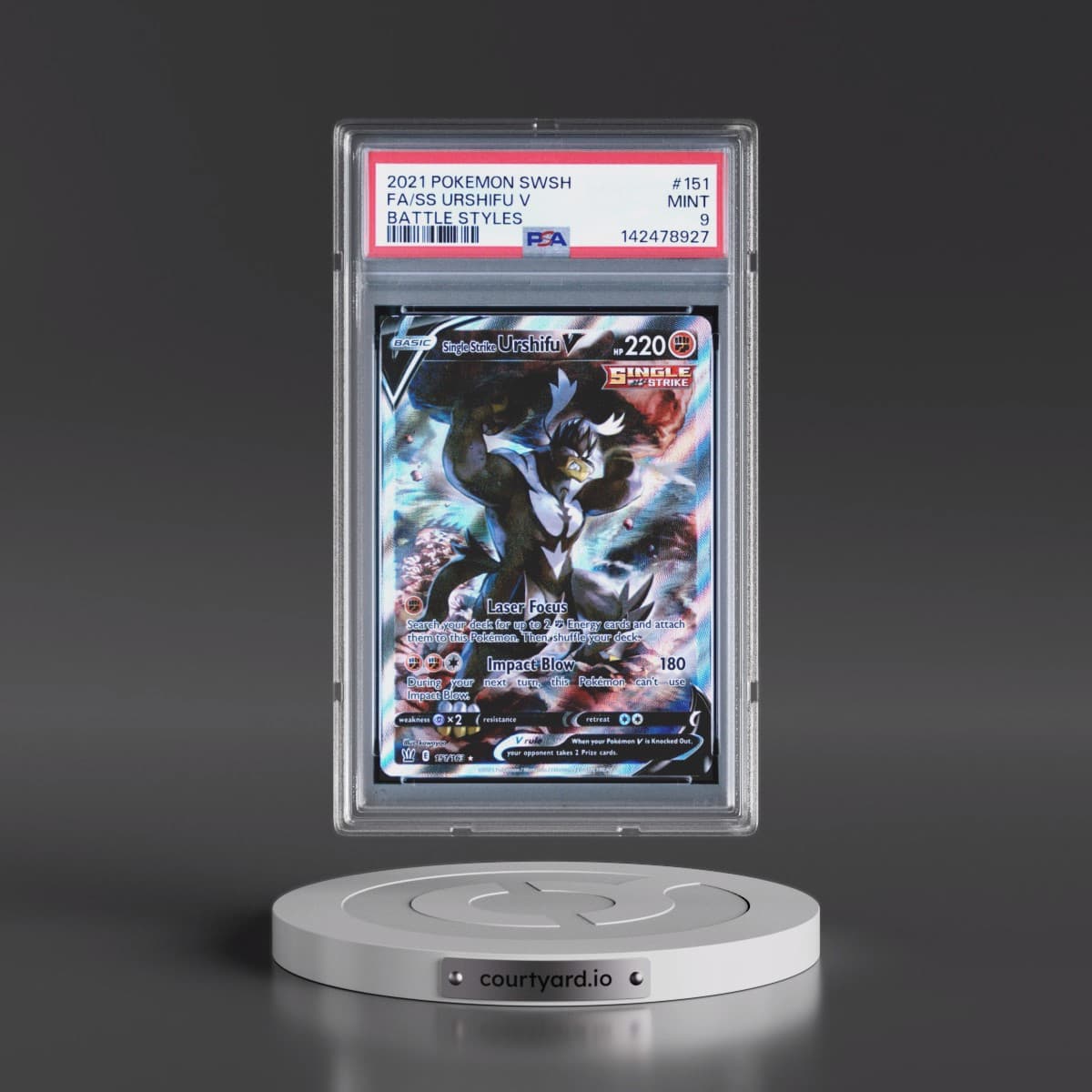 2021 Pokémon Sword & Shield Battle Styles #151 Single Strike Urshifu V - Holo Full Art (PSA 9 MINT)