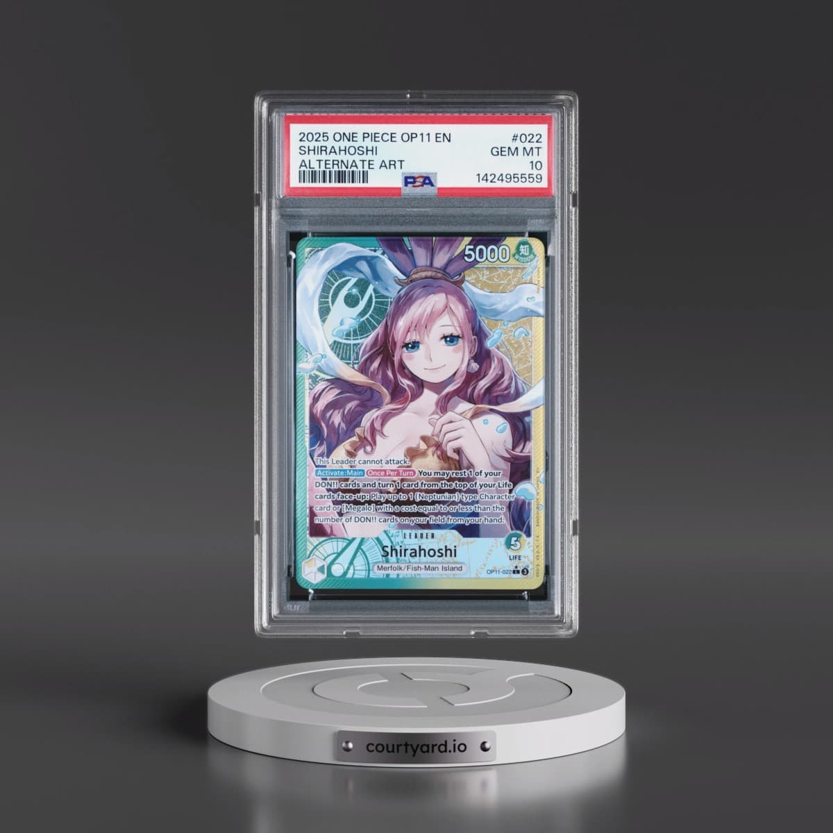 2025 One Piece OP11-A Fist of Divine Speed #022 Shirahoshi - Alternate Art (PSA 10 GEM MINT)