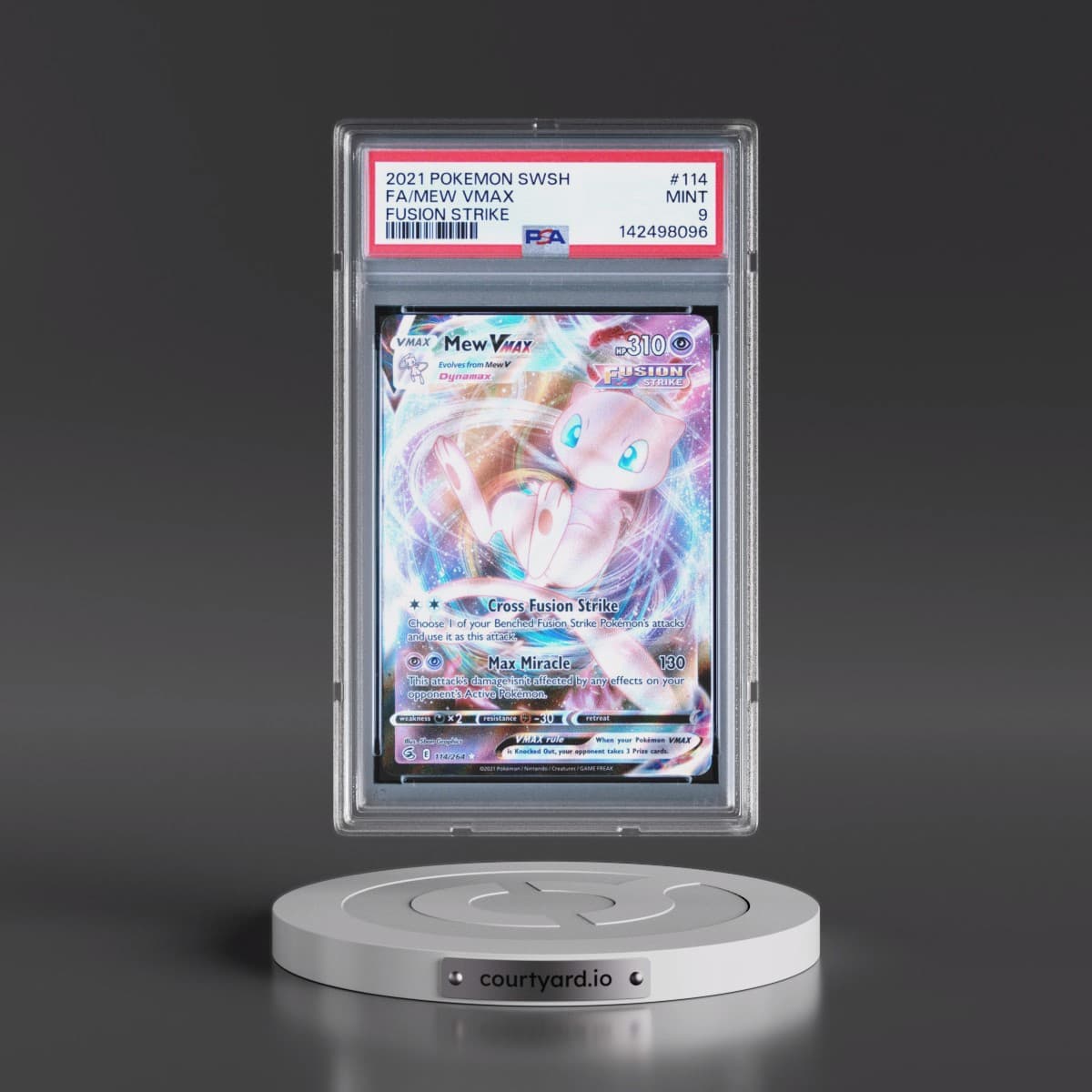 2021 Pokémon Sword & Shield Fusion Strike #114 Mew Vmax - Full Art (PSA 9 MINT)