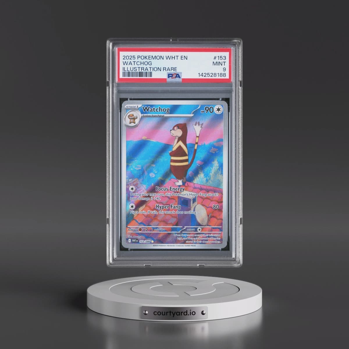 2025 Pokémon Wht EN-White Flare #153 Watchog - Illustration Rare (PSA 9 MINT)
