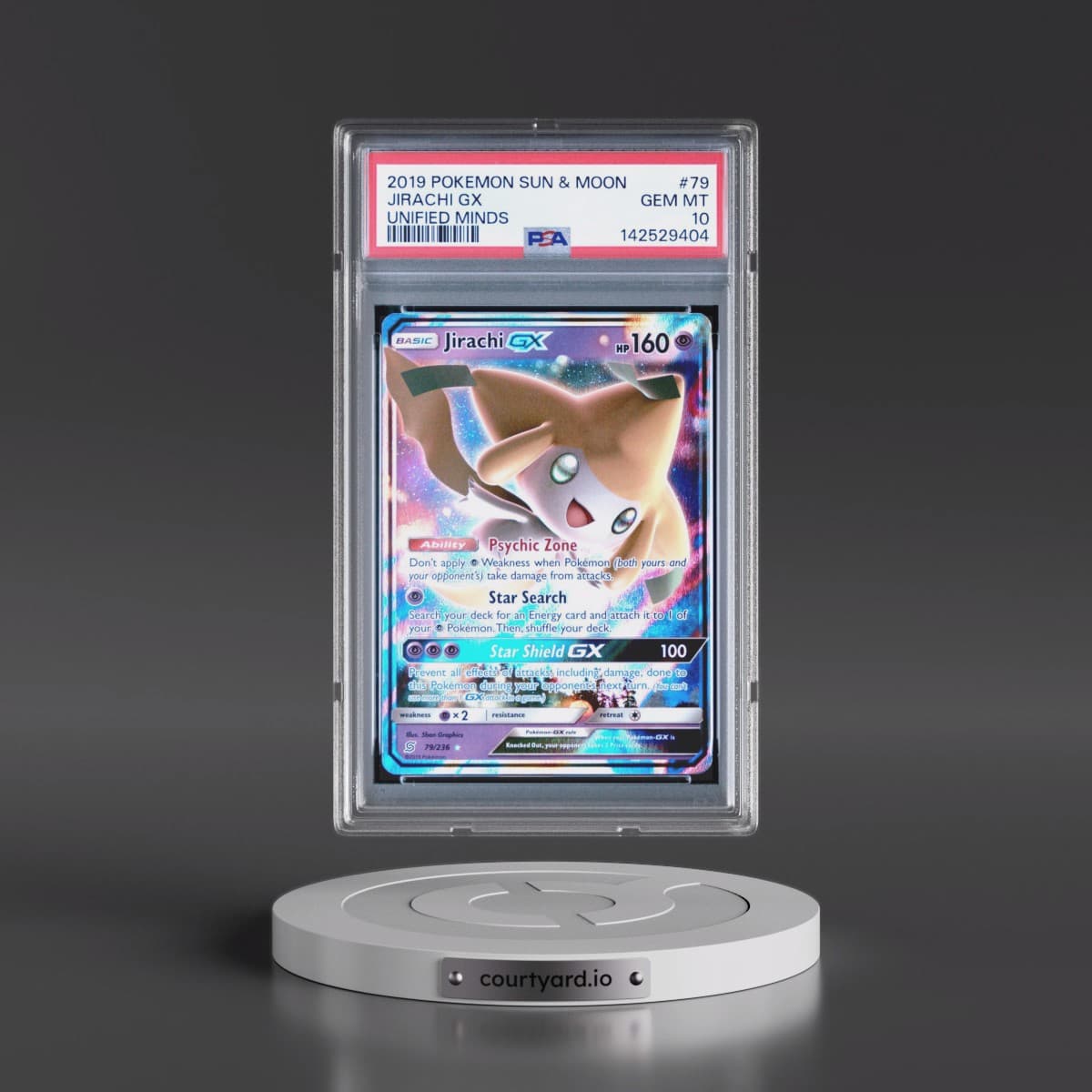 2019 Pokémon Sun & Moon Unified Minds #79 Jirachi GX - Holo (PSA 10 GEM MINT)