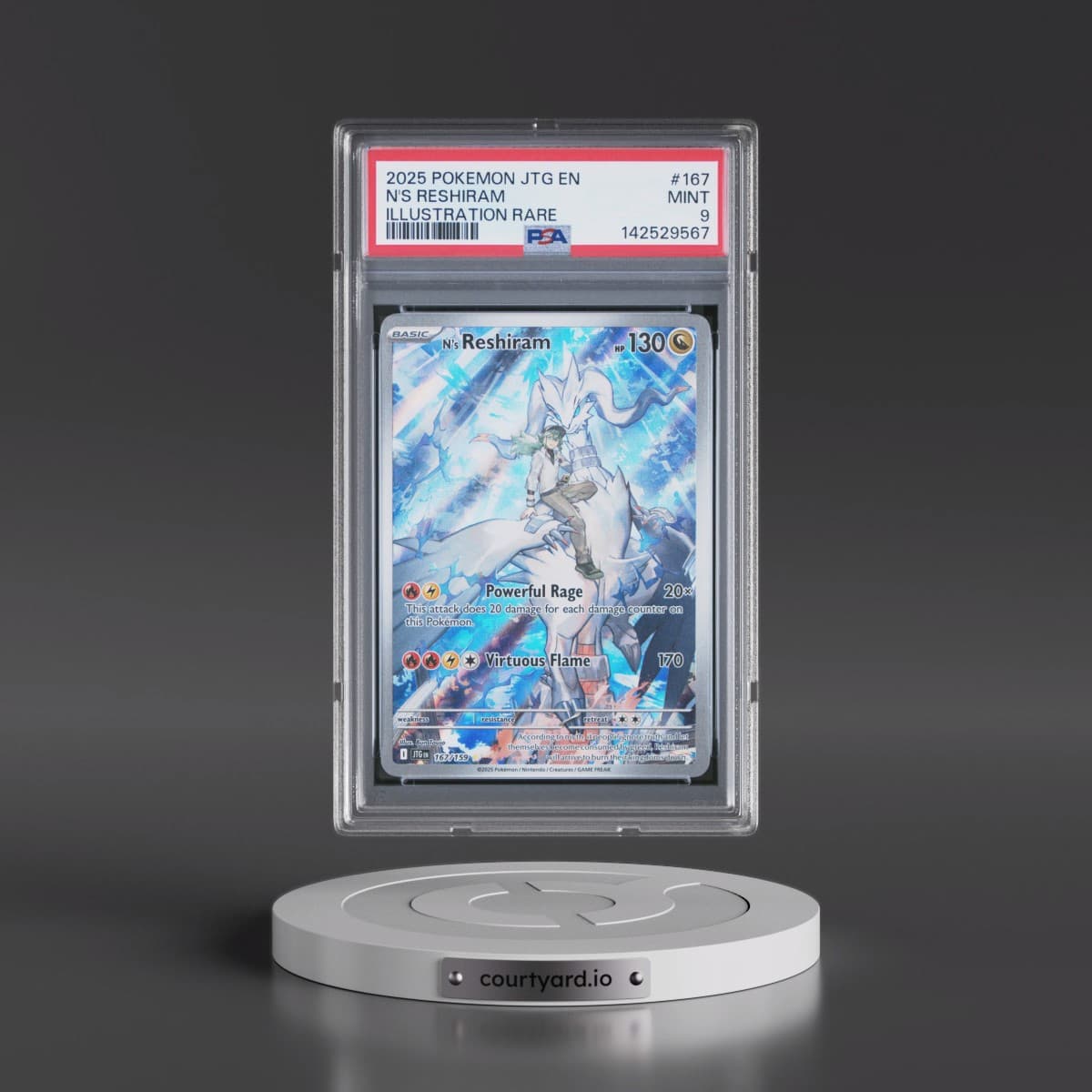 2025 Pokémon Jtg EN-Journey Together #167 N's Reshiram - Illustration Rare (PSA 9 MINT)
