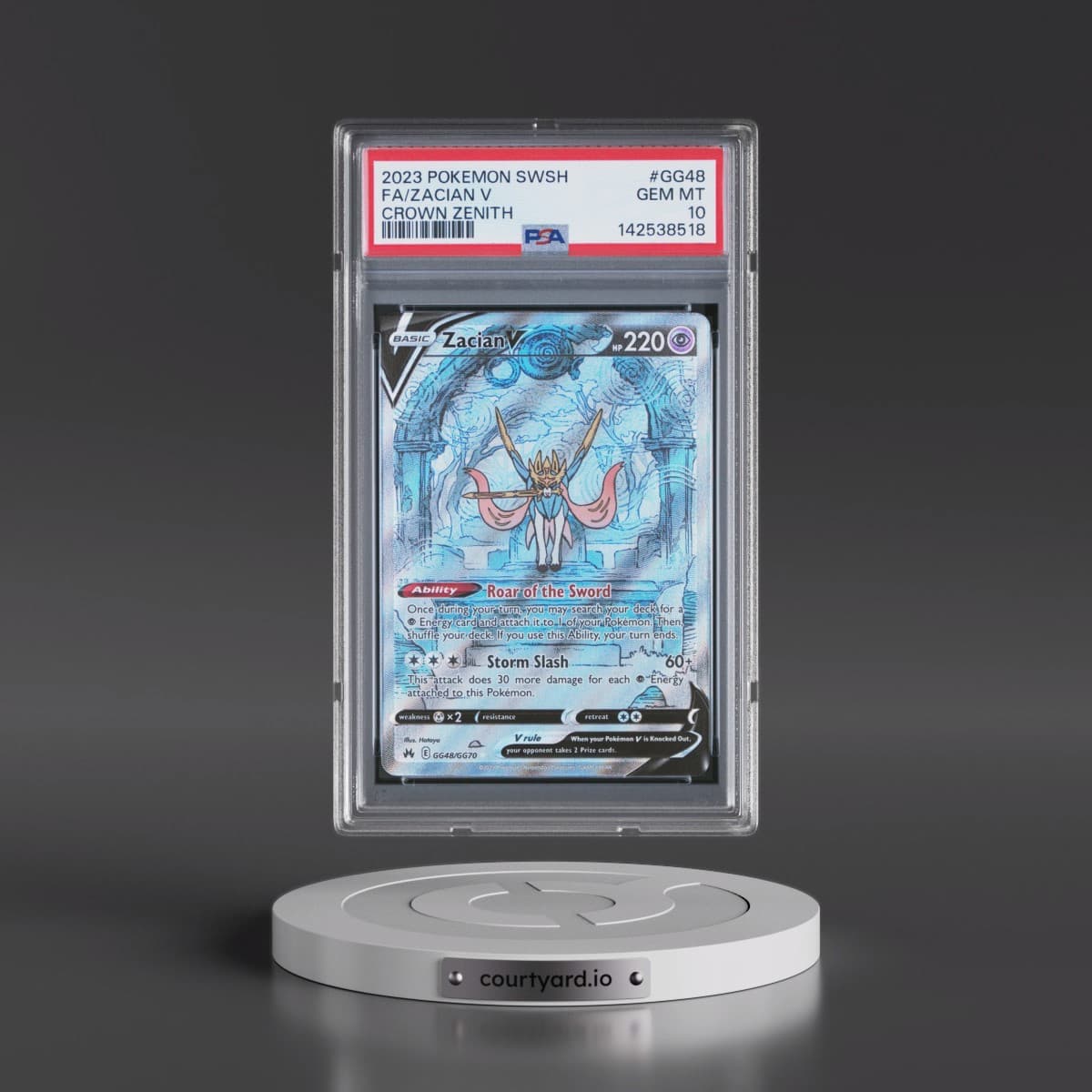 2023 Pokémon Sword and Shield Crown Zenith #GG48 Zacian V - Holo Full Art (PSA 10 GEM MINT)