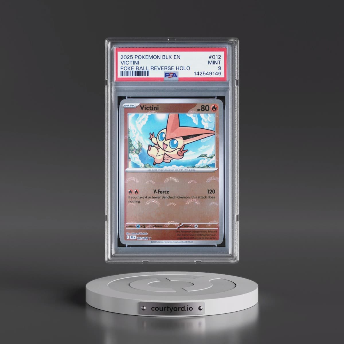 2025 Pokémon Blk EN-Black Bolt #012 Victini - Reverse Holo Poke Ball (PSA 9 MINT)