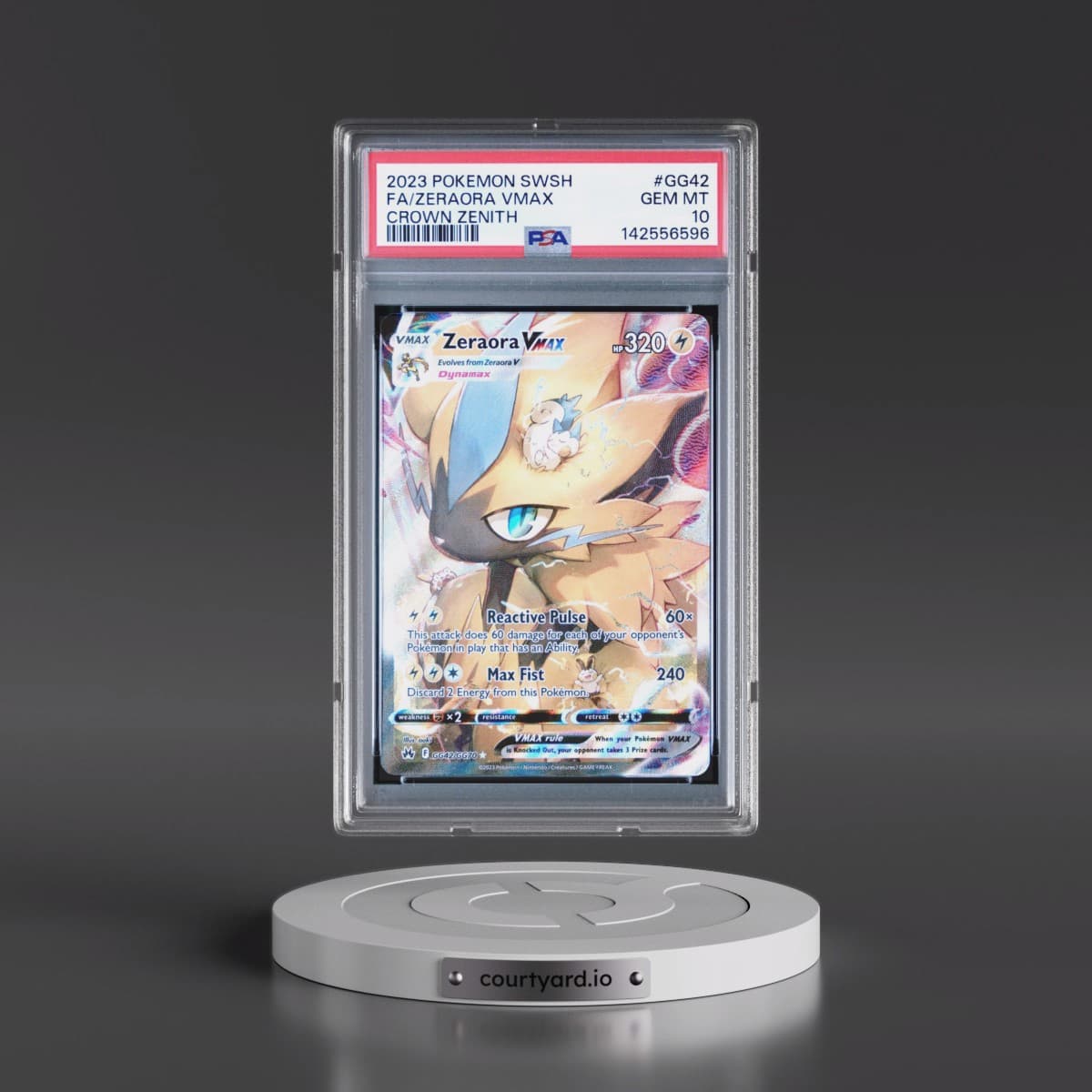 2023 Pokémon Sword and Shield Crown Zenith #GG42 Zeraora Vmax - Full Art (PSA 10 GEM MINT)