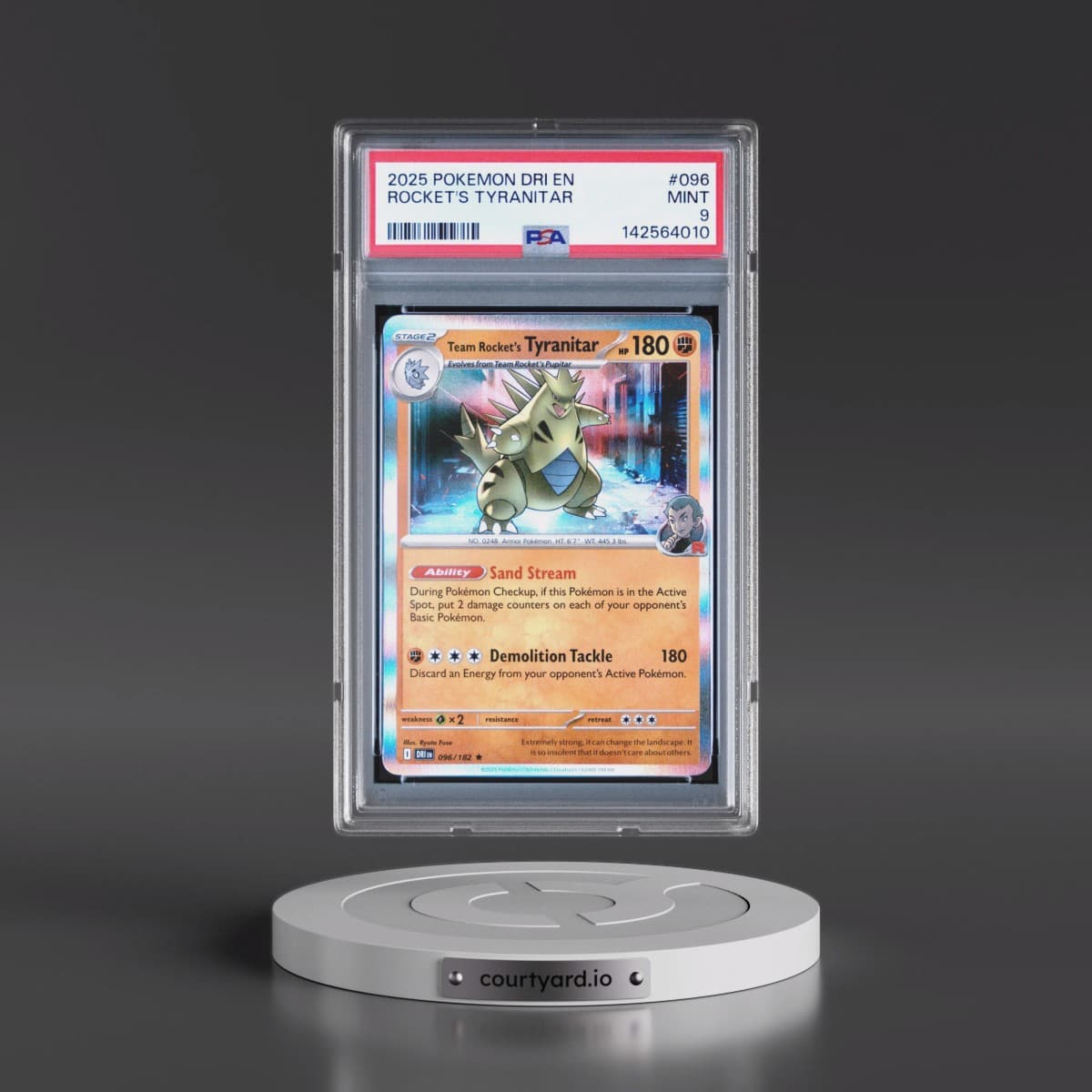 2025 Pokémon Dri EN-Destined Rivals #096 Team Rocket's Tyranitar (PSA 9 MINT)