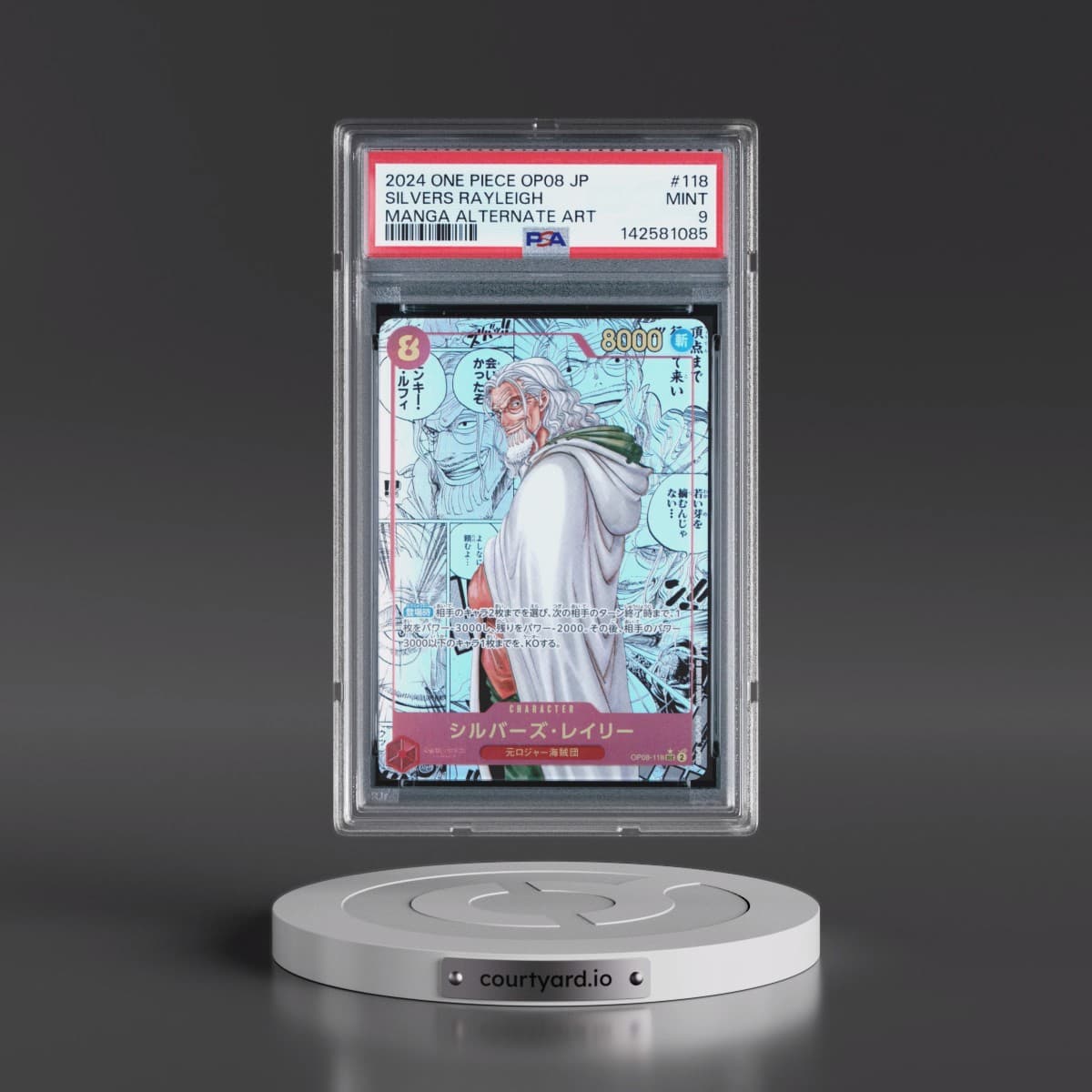 2024 One Piece Japanese OP08-Two Legends #118 Silvers Rayleigh - Manga Alternate Art (PSA 9 MINT)