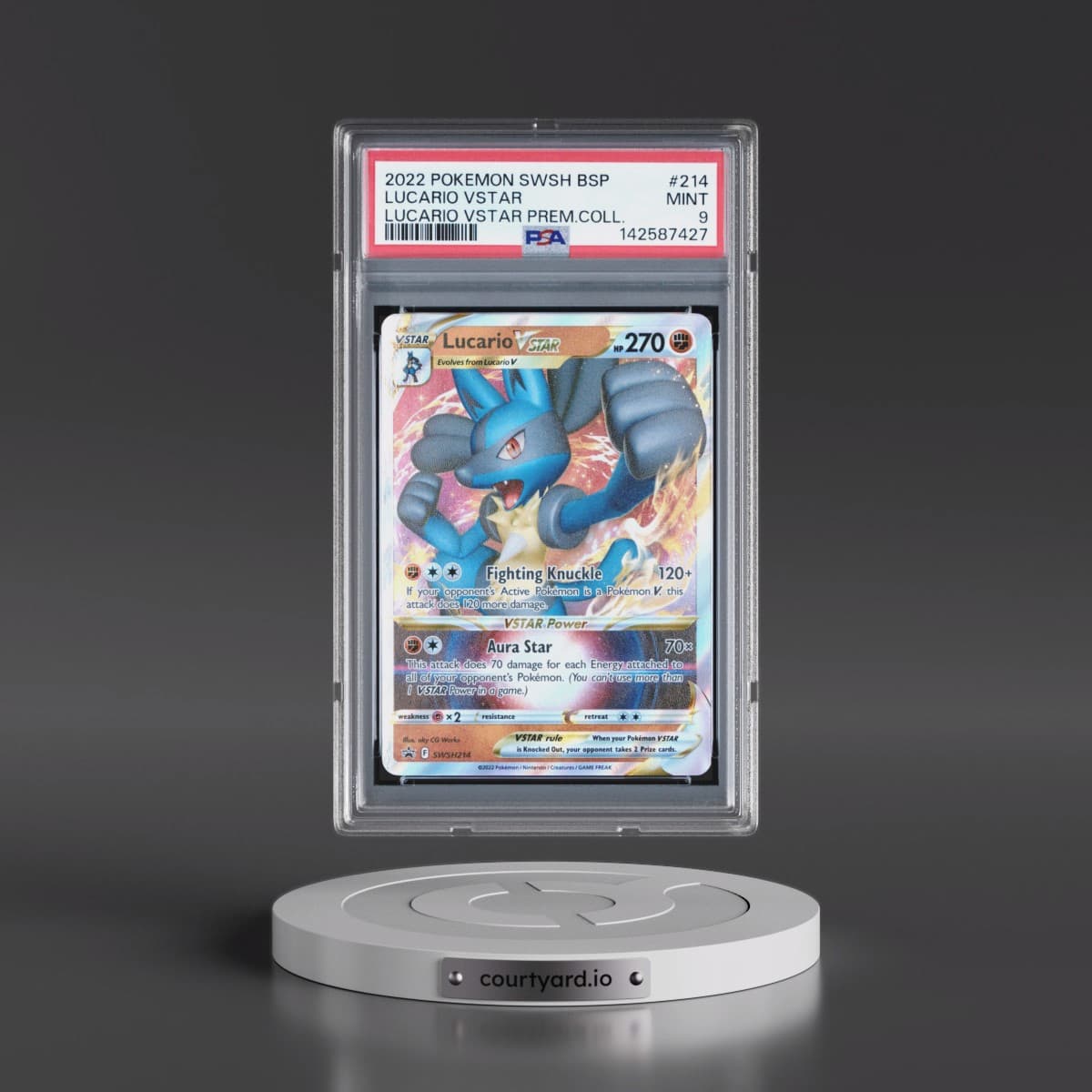 2022 Pokémon Swsh Black Star Promo #214 Lucario Vstar - Lucario Vstar Premium Collection (PSA 9 MINT)