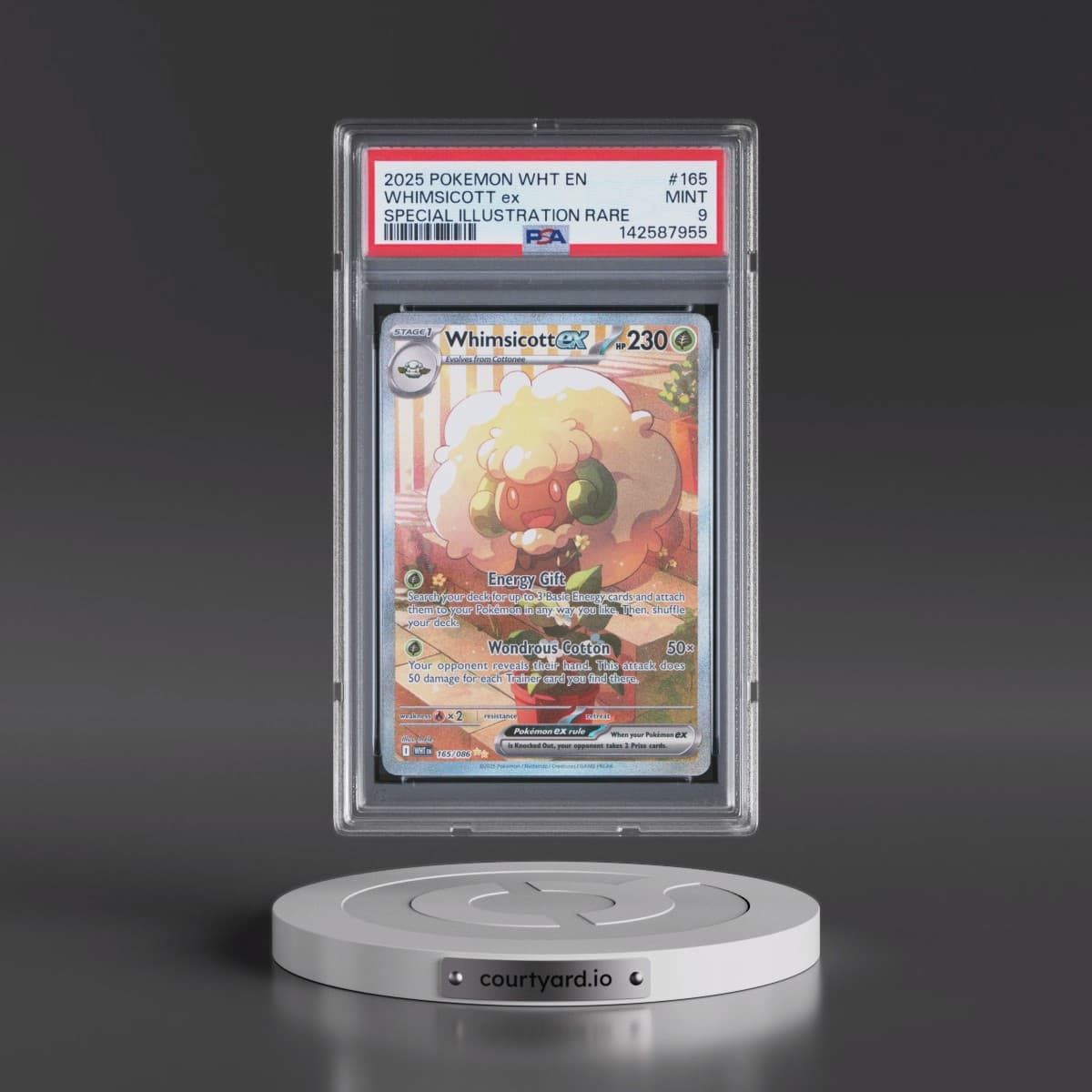 2025 Pokémon Wht EN-White Flare #165 Whimsicott EX - Holo Special Illustration Rare (PSA 9 MINT)