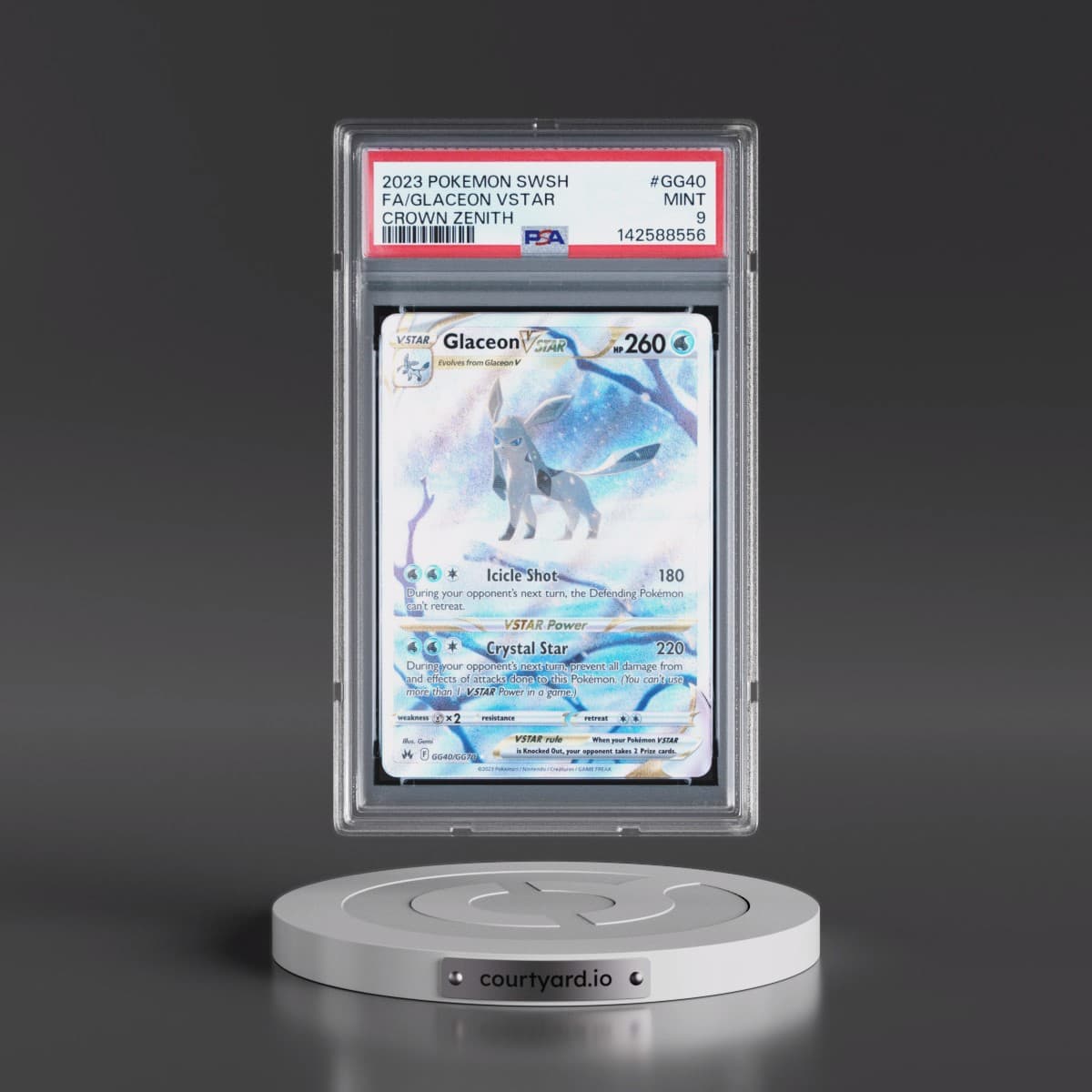 2023 Pokémon Sword and Shield Crown Zenith #GG40 Glaceon Vstar - Full Art (PSA 9 MINT)