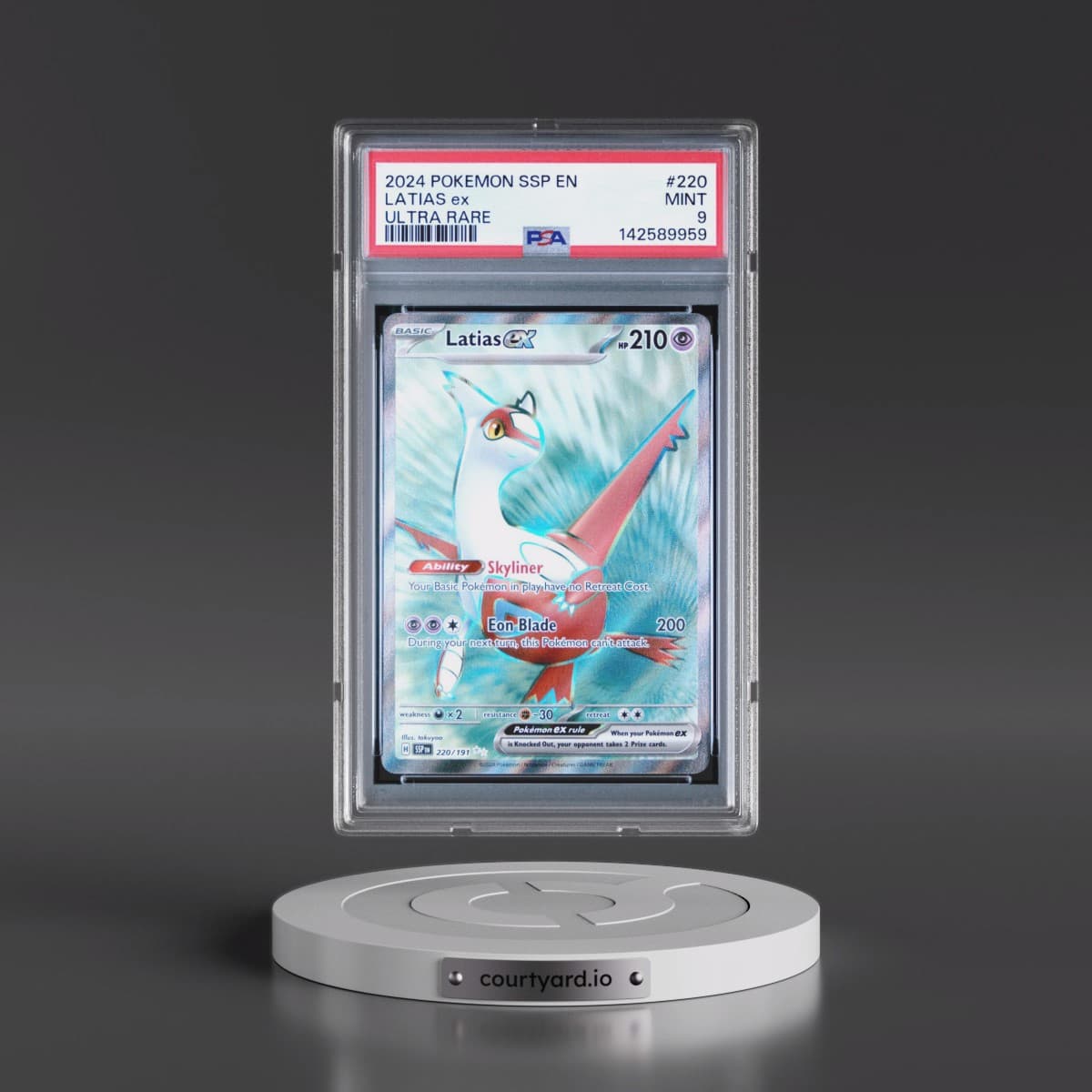 2024 Pokémon Ssp EN-Surging Sparks #220 Latias EX - Holo Ultra Rare (PSA 9 MINT)