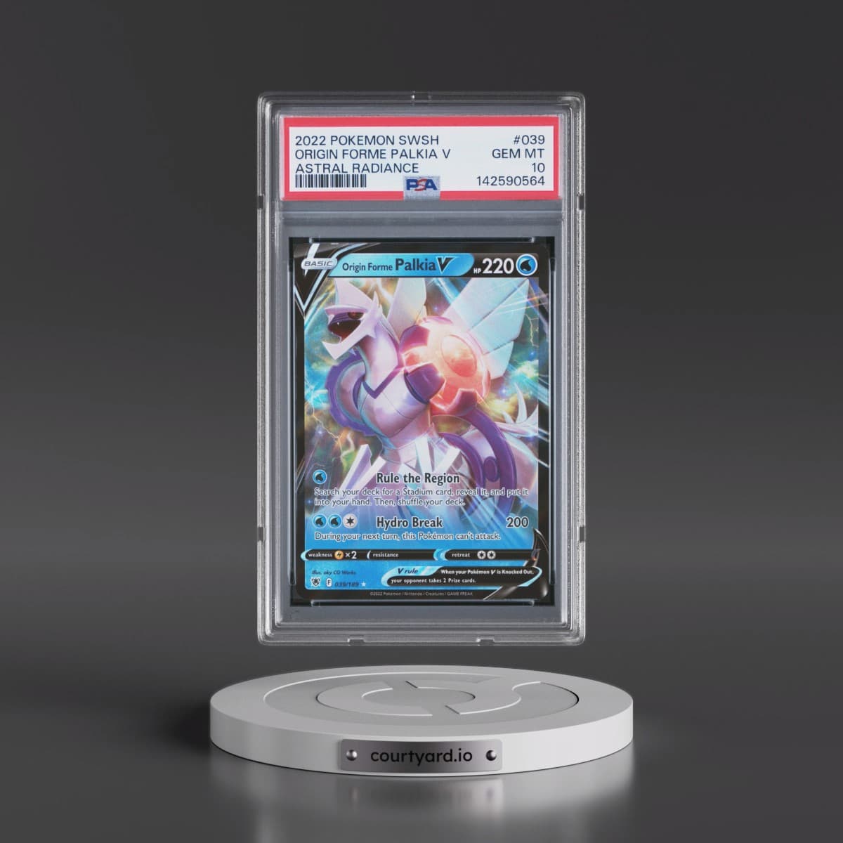 2022 Pokémon Sword & Shield Astral Radiance #039 Origin Forme Palkia V - Holo (PSA 10 GEM MINT)
