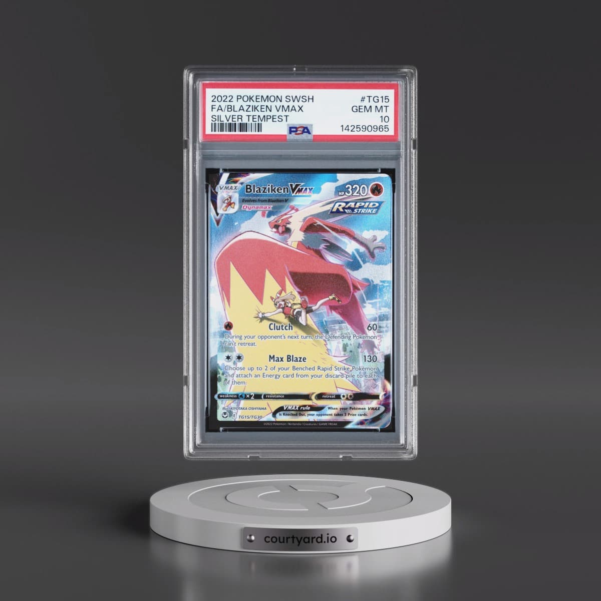 2022 Pokémon Sword & Shield Silver Tempest #TG15 Blaziken Vmax - Full Art (PSA 10 GEM MINT)