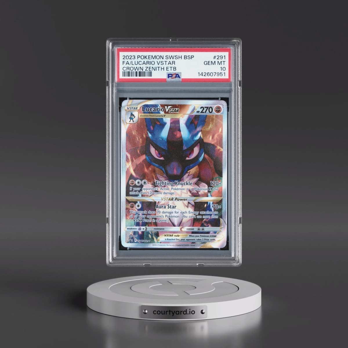 2023 Pokémon Swsh Black Star Promo #291 Lucario Vstar - Full Art Crown Zenith Elite Trainer Box (PSA 10 GEM MINT)