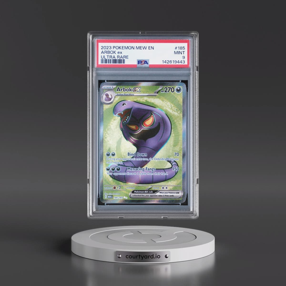 2023 Pokémon Mew EN-151 #185 Arbok EX - Holo Ultra Rare (PSA 9 MINT)