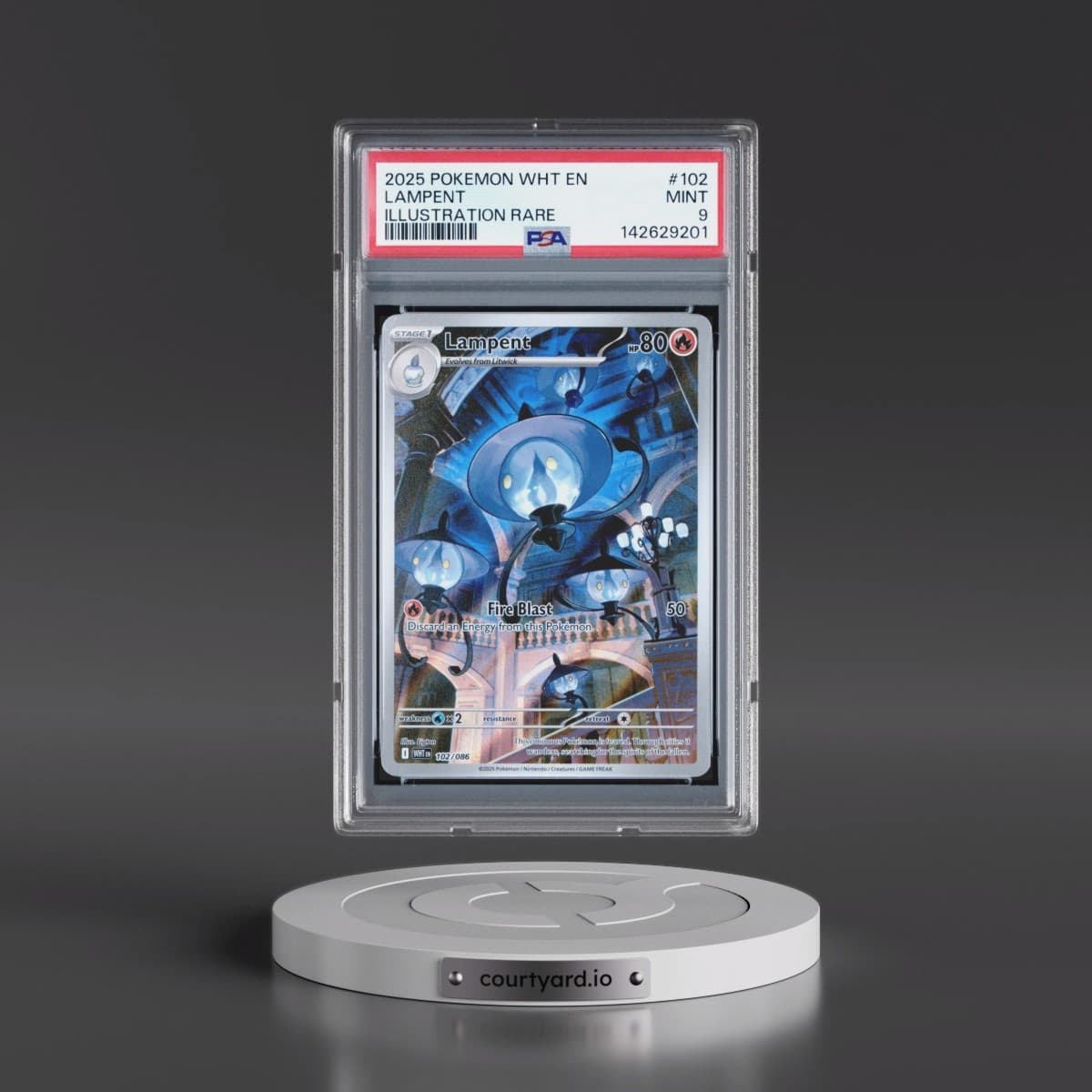 2025 Pokémon Wht EN-White Flare #102 Lampent - Illustration Rare (PSA 9 MINT)