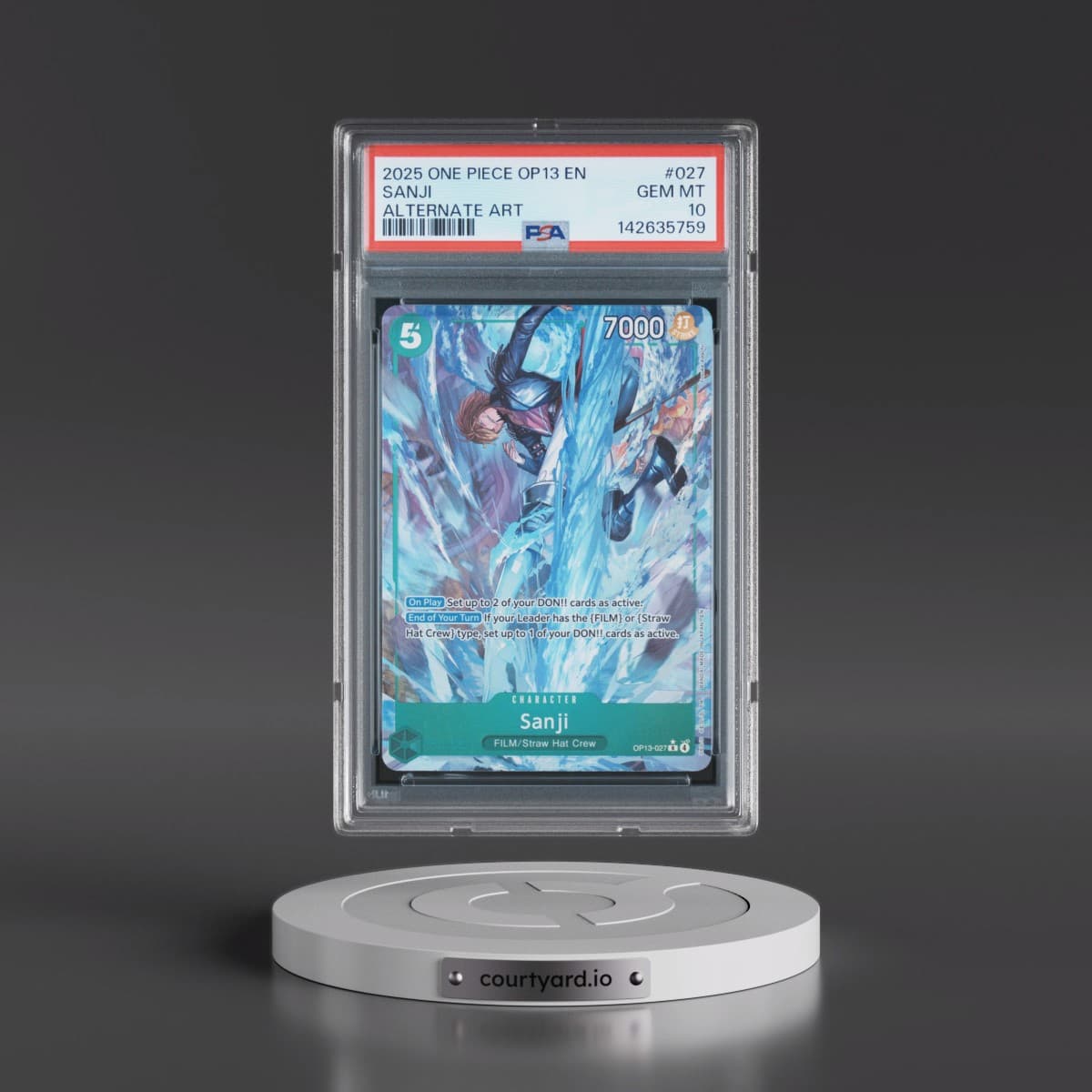 2025 One Piece OP13-Carrying on His Will #027 Sanji - Alternate Art (PSA 10 GEM MINT)
