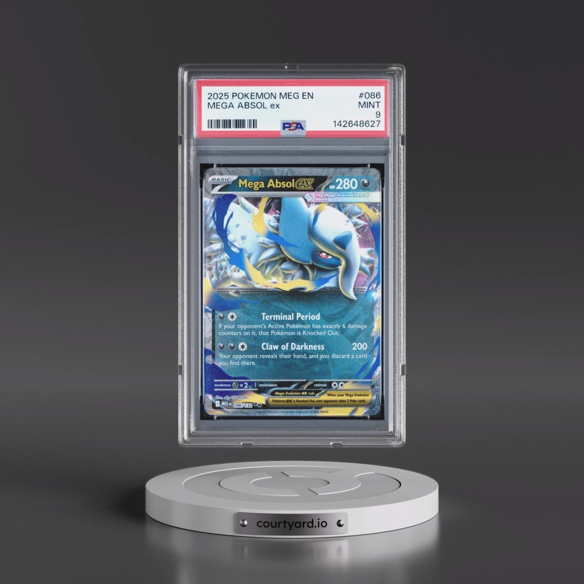 2025 Pokémon Meg EN-Mega Evolution #086 Mega Absol EX - Holo (PSA 9 MINT)