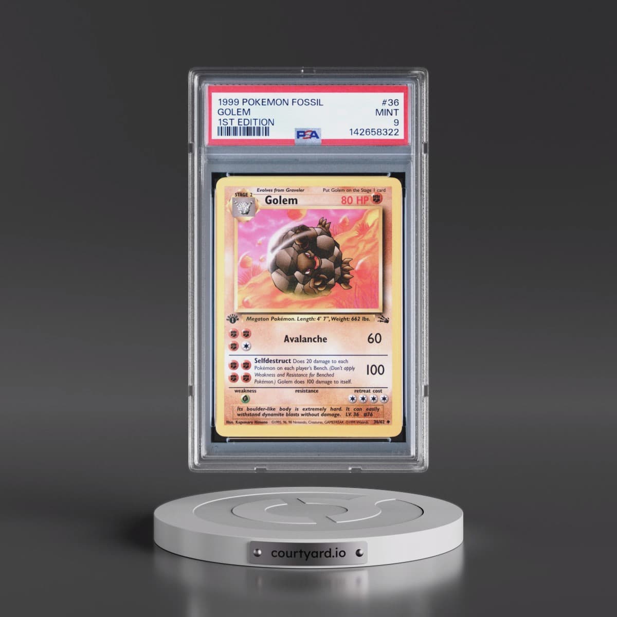 1999 Pokémon Fossil #36 Golem - 1st Edition (PSA 9 MINT)