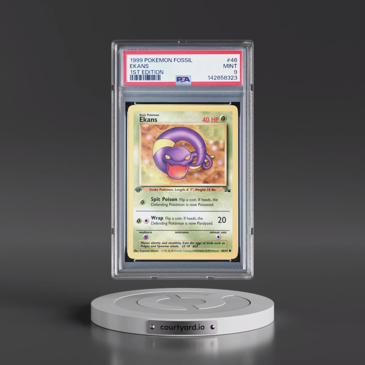 1999 Pokémon Fossil #46 Ekans - 1st Edition (PSA 9 MINT)