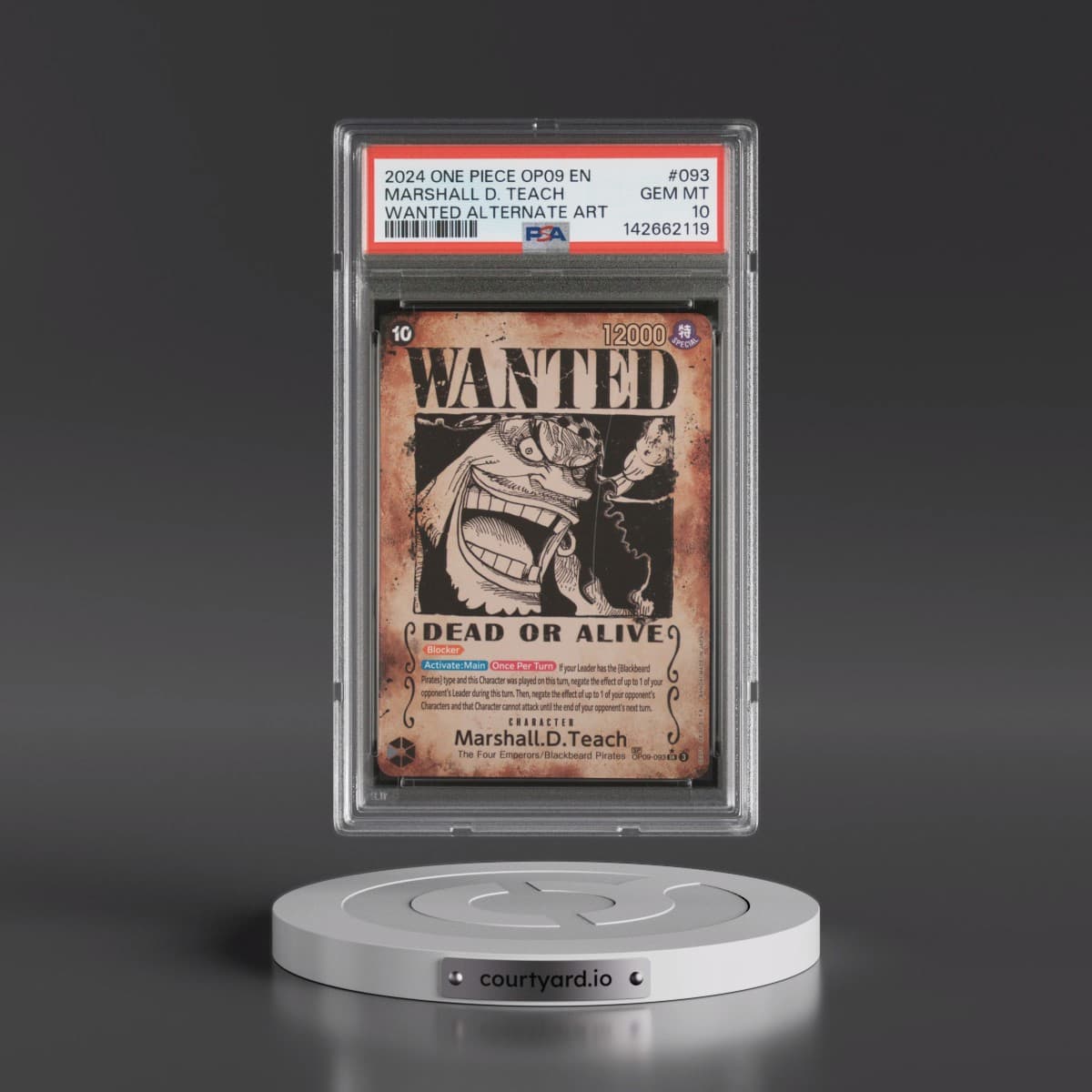 2024 One Piece OP09-Emperors in the New World #093 Marshall D. Teach - Wanted Alternate Art (PSA 10 GEM MINT)