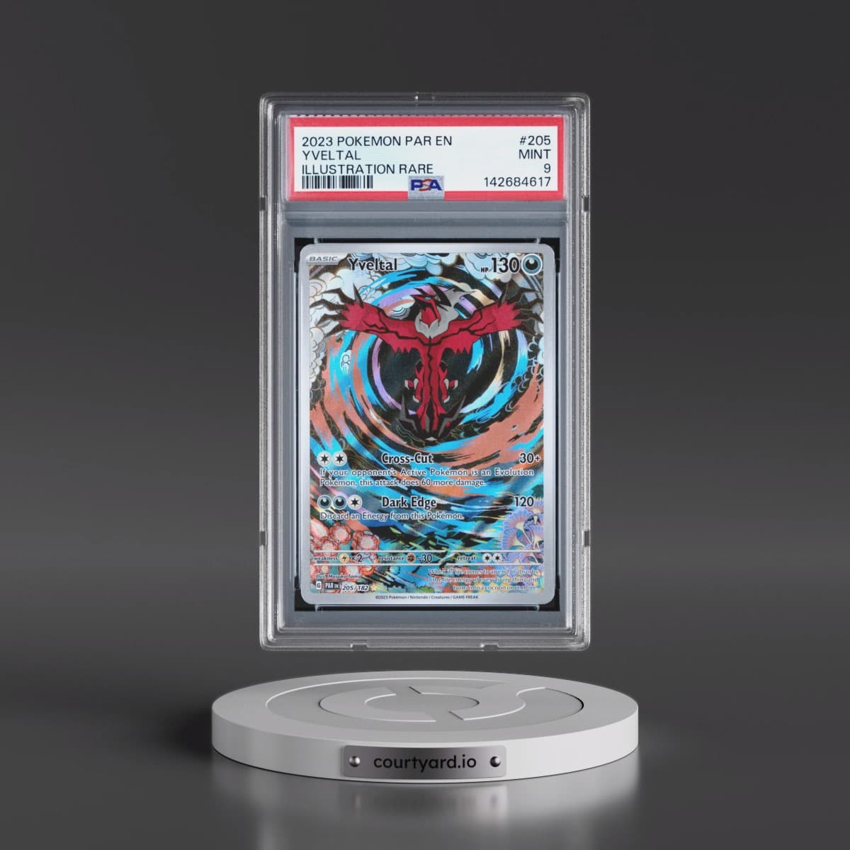 2023 Pokémon Par EN-Paradox Rift #205 Yveltal - Illustration Rare (PSA 9 MINT)