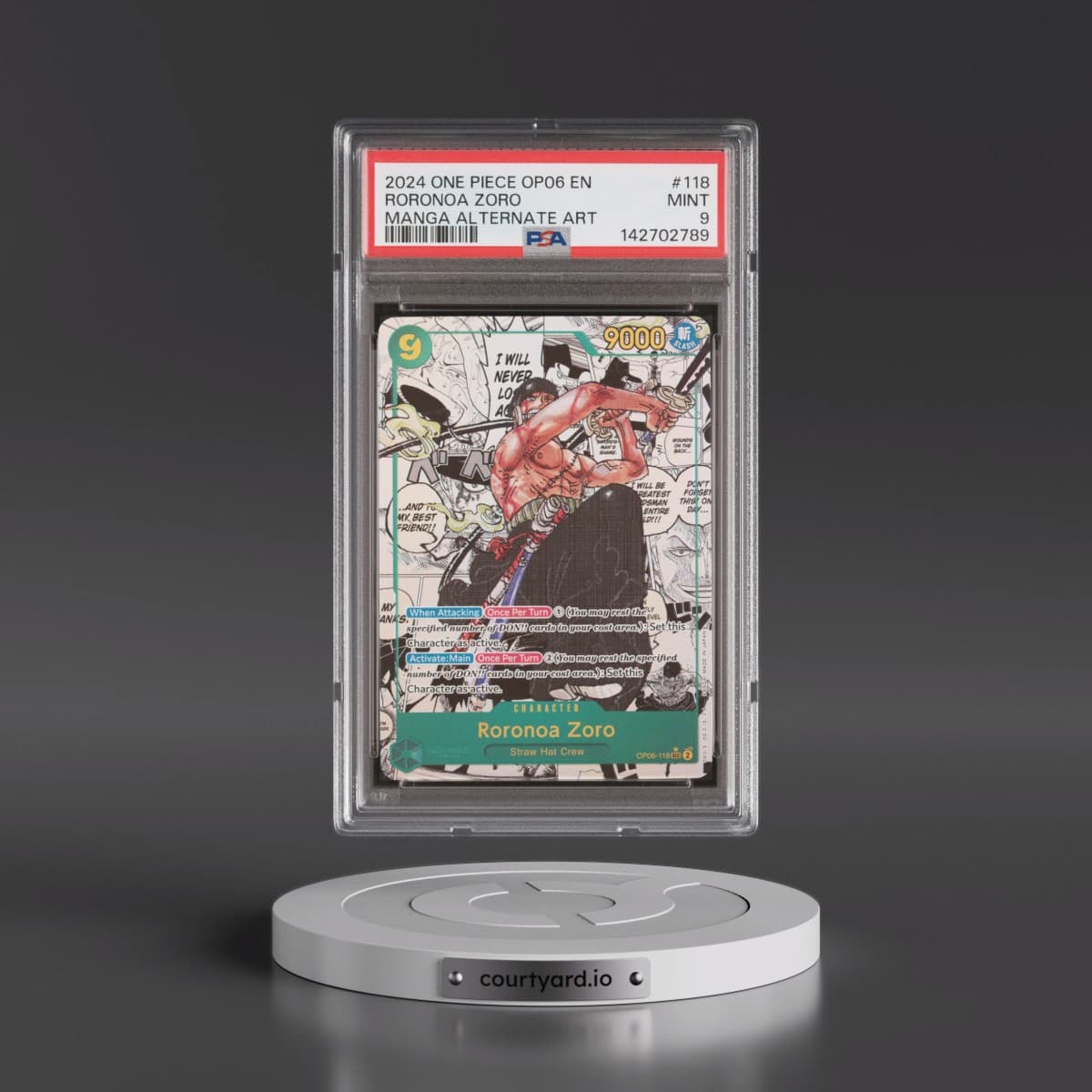 2024 One Piece OP06-Wings of the Captain #118 Roronoa Zoro - Manga Alternate Art (PSA 9 MINT)