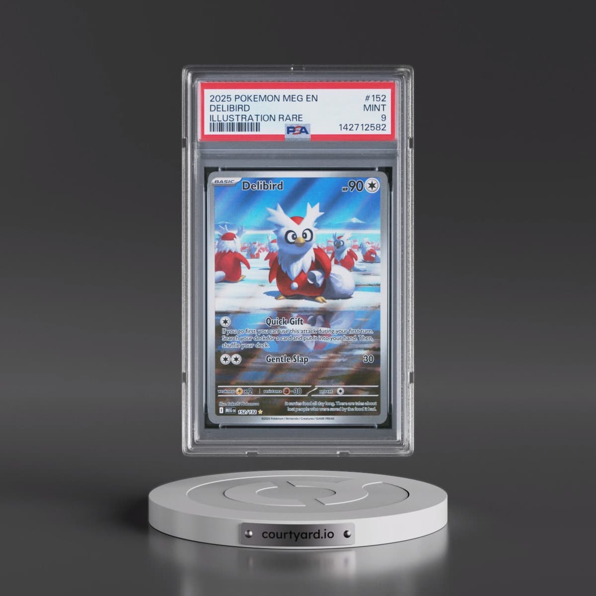 2025 Pokémon Meg EN-Mega Evolution #152 Delibird - Illustration Rare (PSA 9 MINT)