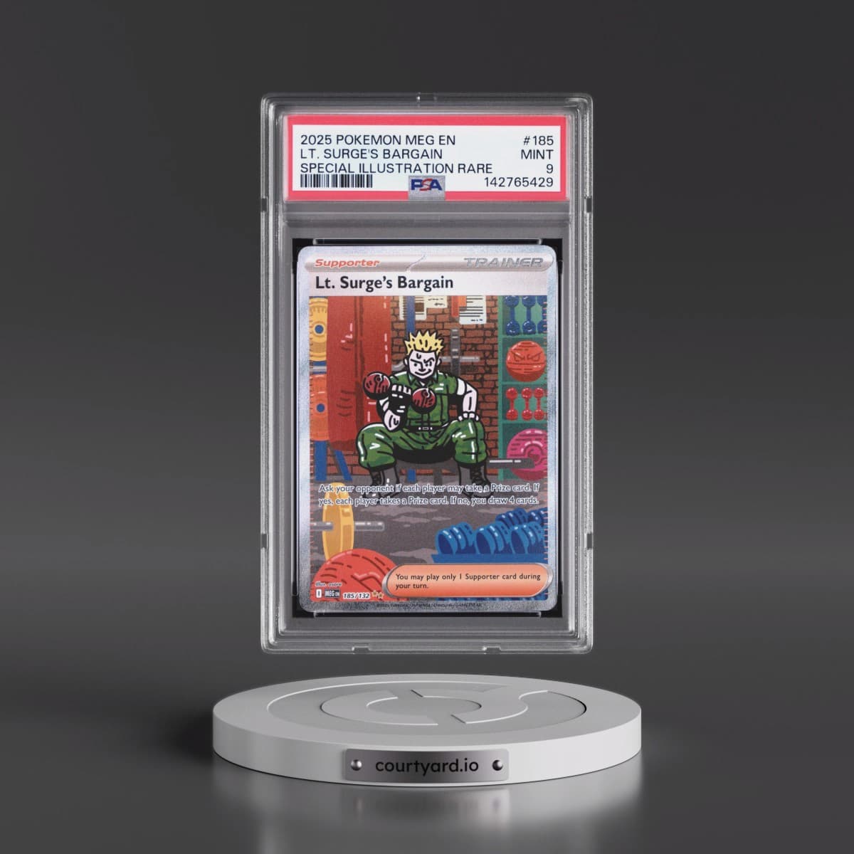 2025 Pokémon Meg EN-Mega Evolution #185 LT. Surge's Bargain - Special Illustration Rare (PSA 9 MINT)