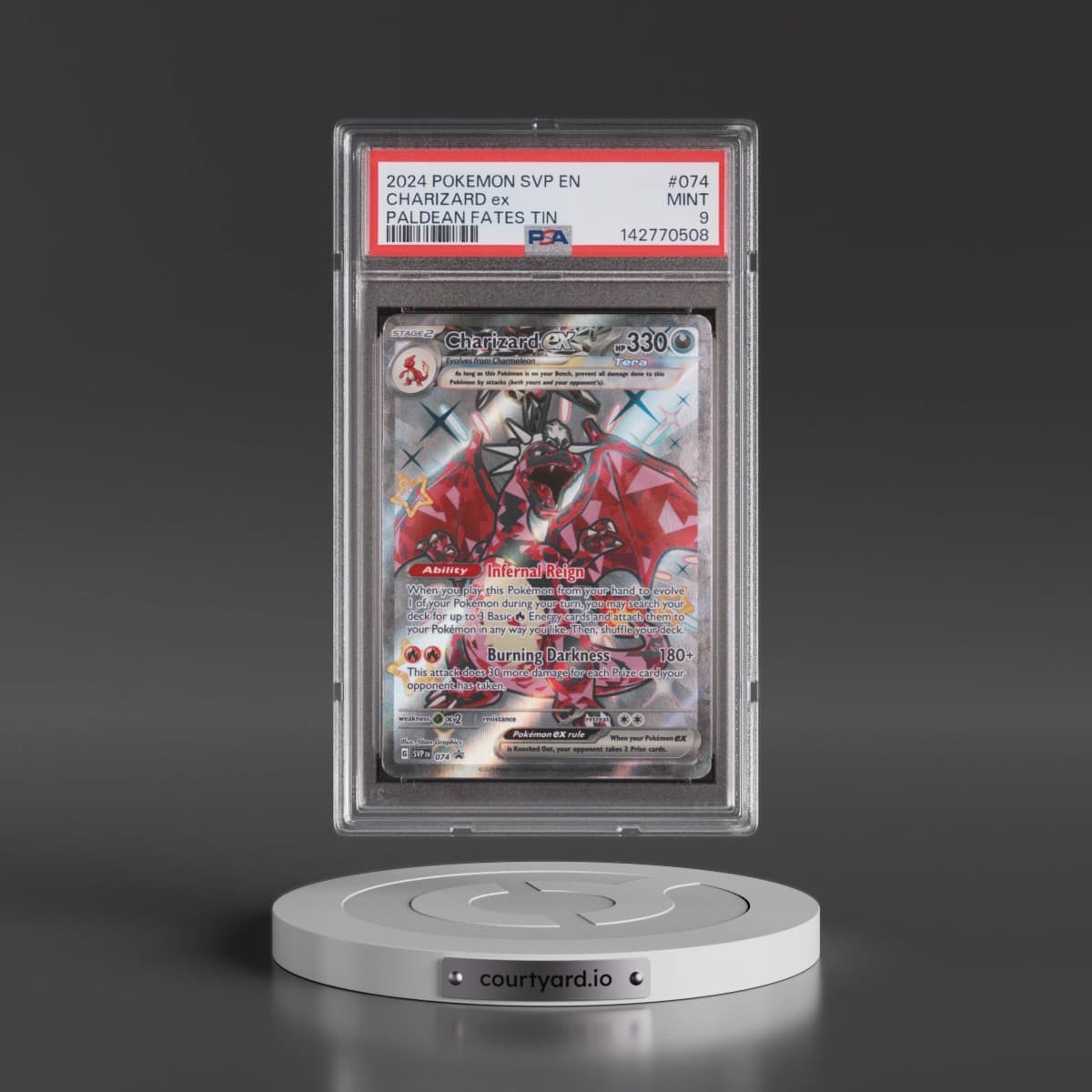 2024 Pokémon Svp EN-SV Black Star Promo #074 Charizard EX - Holo Paldean Fates Tin (PSA 9 MINT)