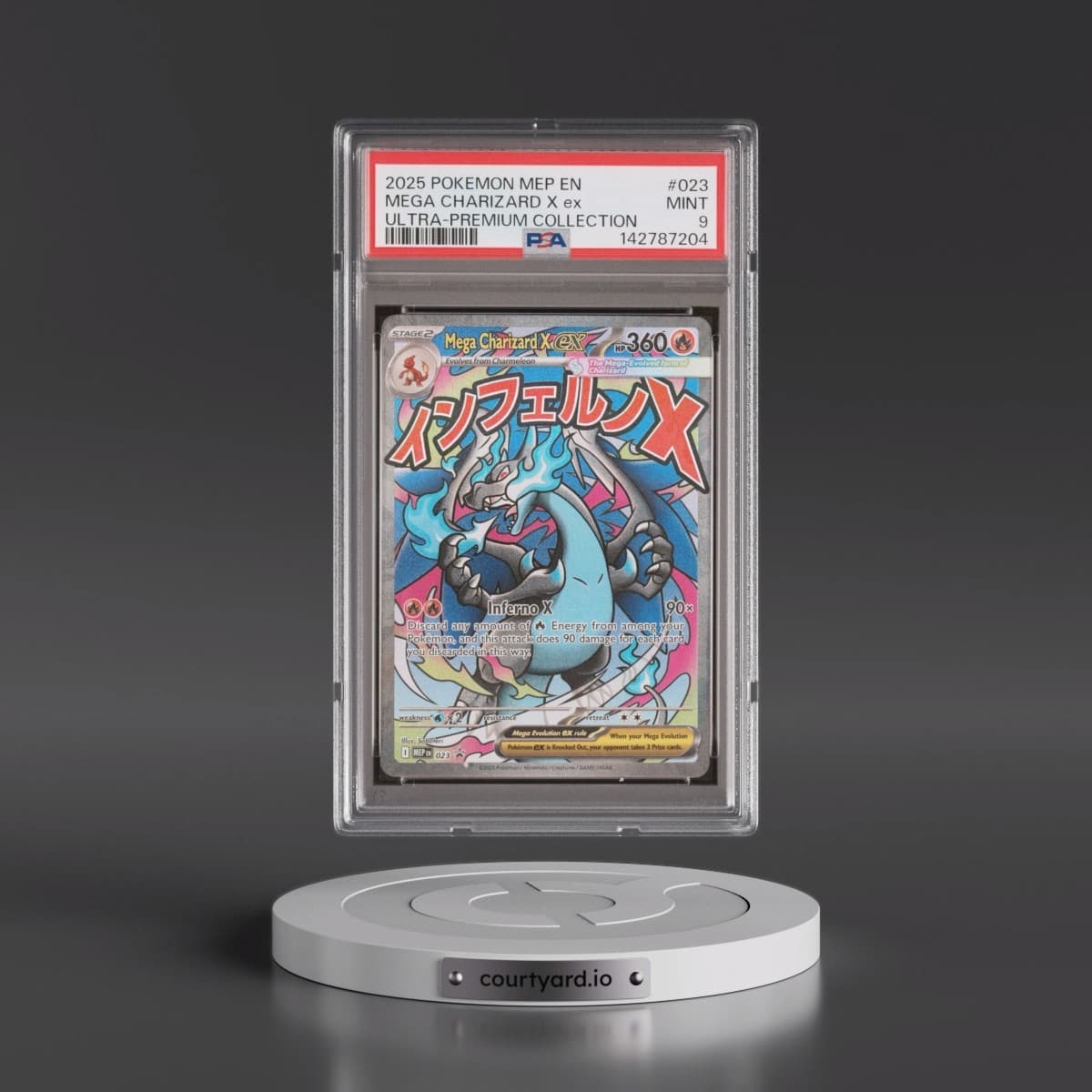 2025 Pokémon Mep EN-Me Black Star Promo #023 Mega Charizard X EX - Holo Mega Charizard X EX Ultra-Premium Collection (PSA 9 MINT)