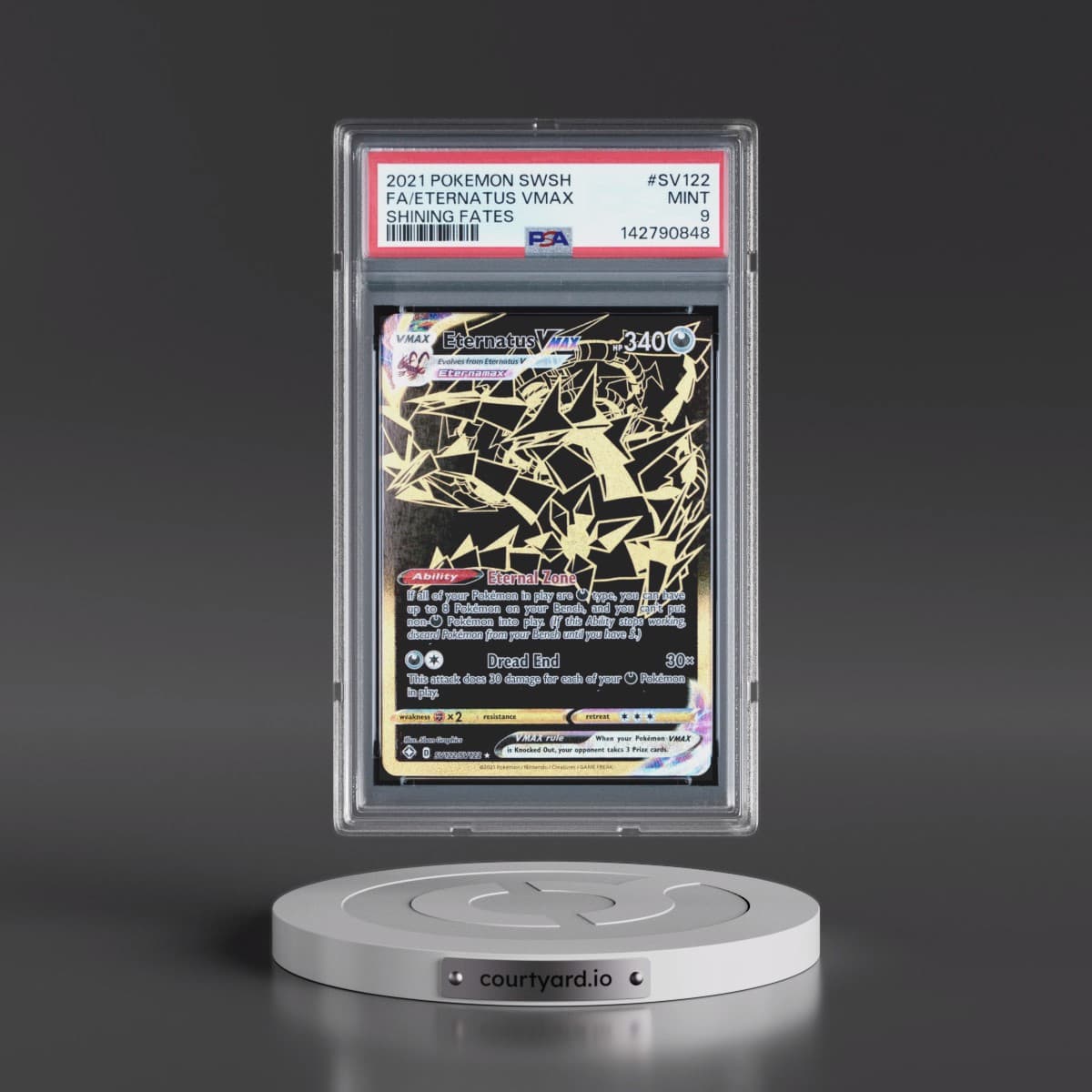 2021 Pokémon Sword & Shield Shining Fates #SV122 Eternatus Vmax - Full Art (PSA 9 MINT)