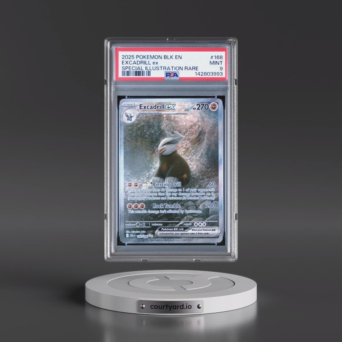 2025 Pokémon Blk EN-Black Bolt #168 Excadrill EX - Holo Special Illustration Rare (PSA 9 MINT)