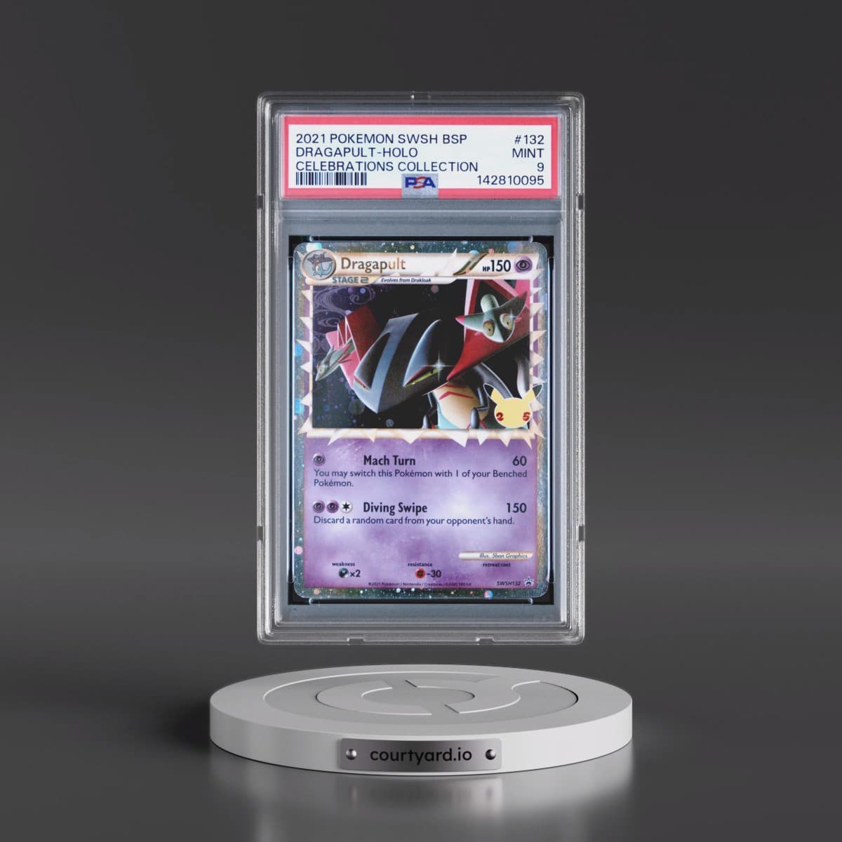 2021 Pokémon Swsh Black Star Promo #132 Dragapult - Holo Celebrations Collection (PSA 9 MINT)