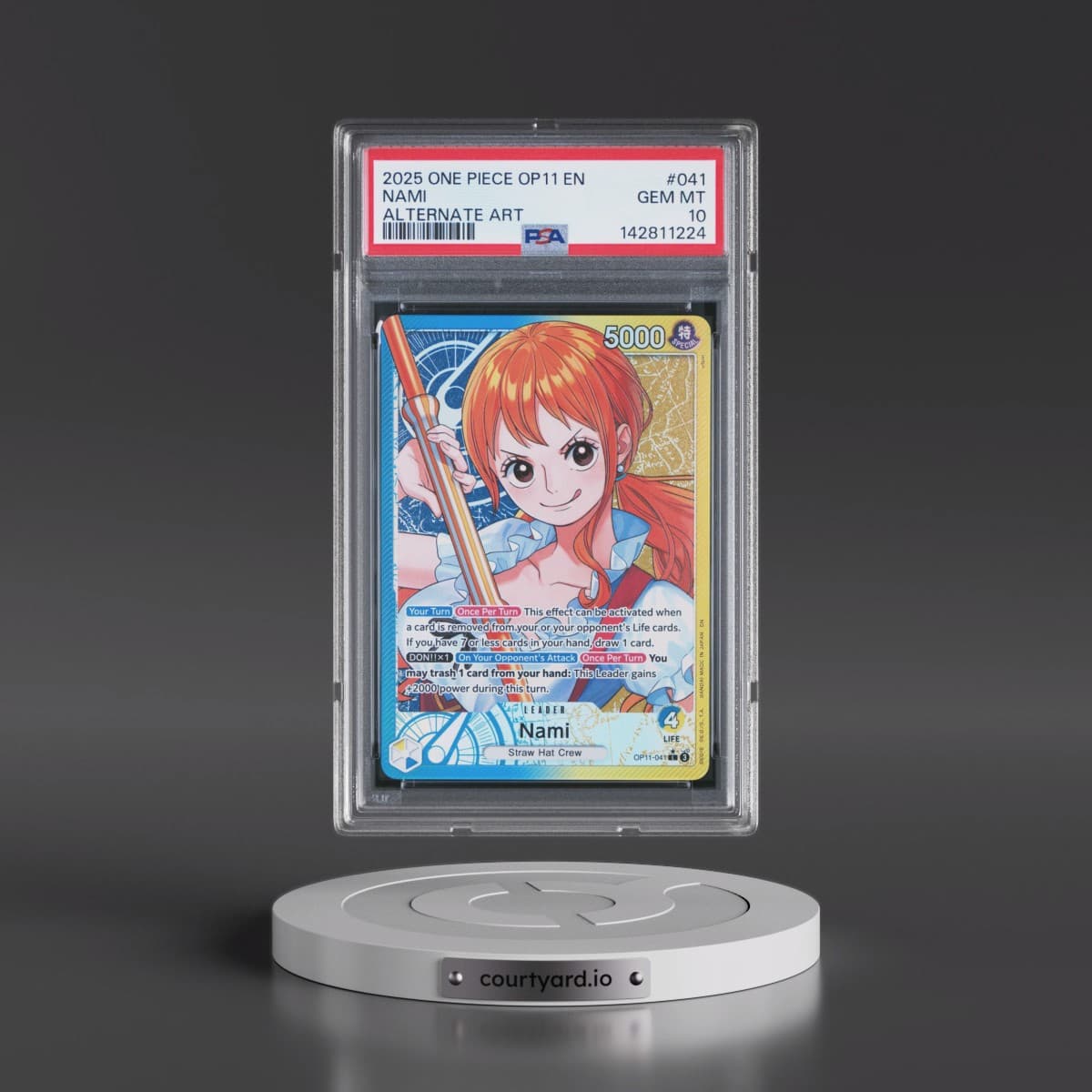 2025 One Piece OP11-A Fist of Divine Speed #041 Nami - Alternate Art (PSA 10 GEM MINT)
