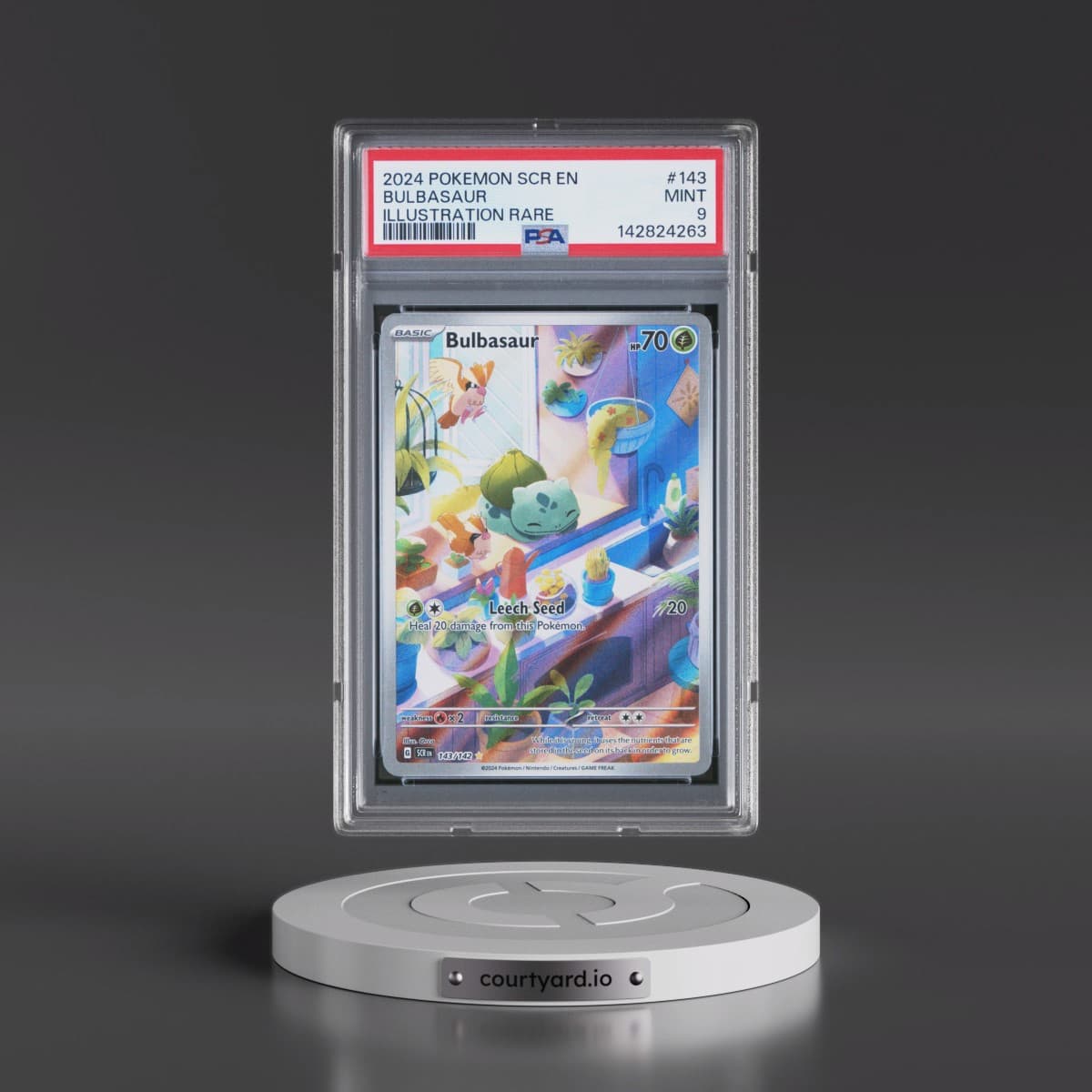 2024 Pokémon Scr EN-Stellar Crown #143 Bulbasaur - Illustration Rare (PSA 9 MINT)