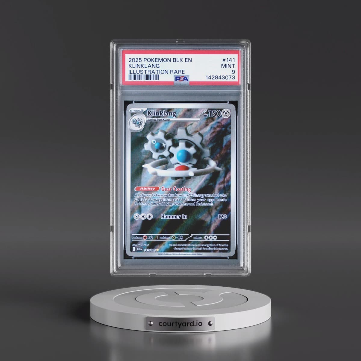 2025 Pokémon Blk EN-Black Bolt #141 Klinklang - Illustration Rare (PSA 9 MINT)