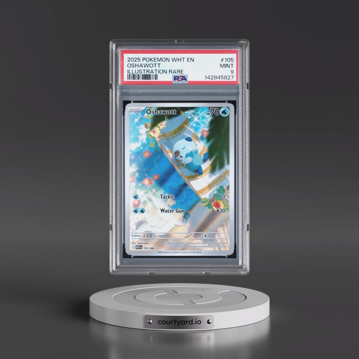 2025 Pokémon Wht EN-White Flare #105 Oshawott - Illustration Rare (PSA 9 MINT)