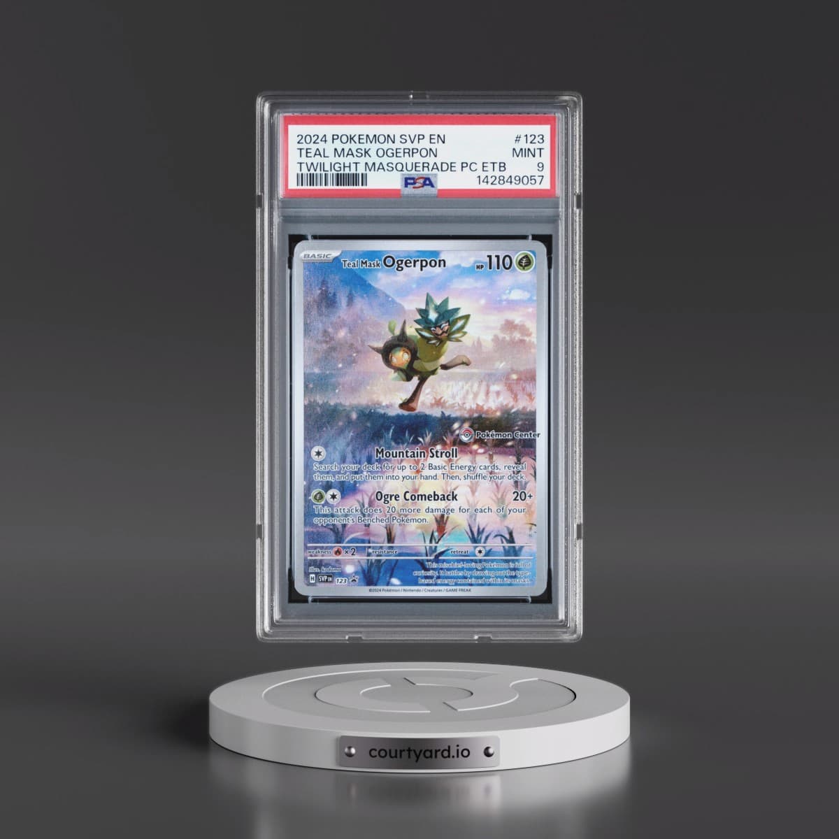 2024 Pokémon Svp EN-SV Black Star Promo #123 Teal Mask Ogerpon - Twilight Masquerade Pokemon Center Elite Trainer Box (PSA 9 MINT)
