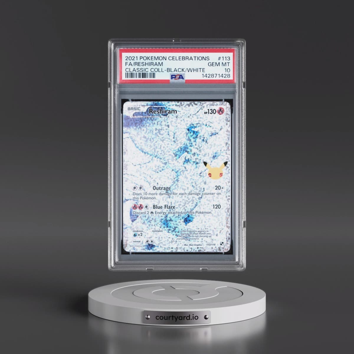 2021 Pokémon Celebrations Classic Collection #113 Reshiram - Full Art (PSA 10 GEM MINT)