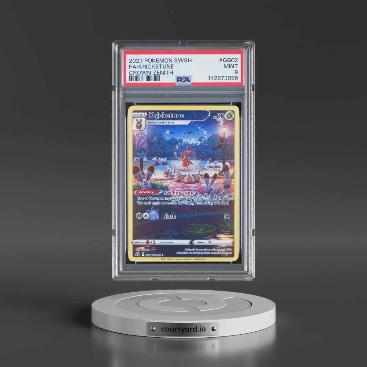 2023 Pokémon Sword and Shield Crown Zenith #GG02 Kricketune - Full Art (PSA 9 MINT)