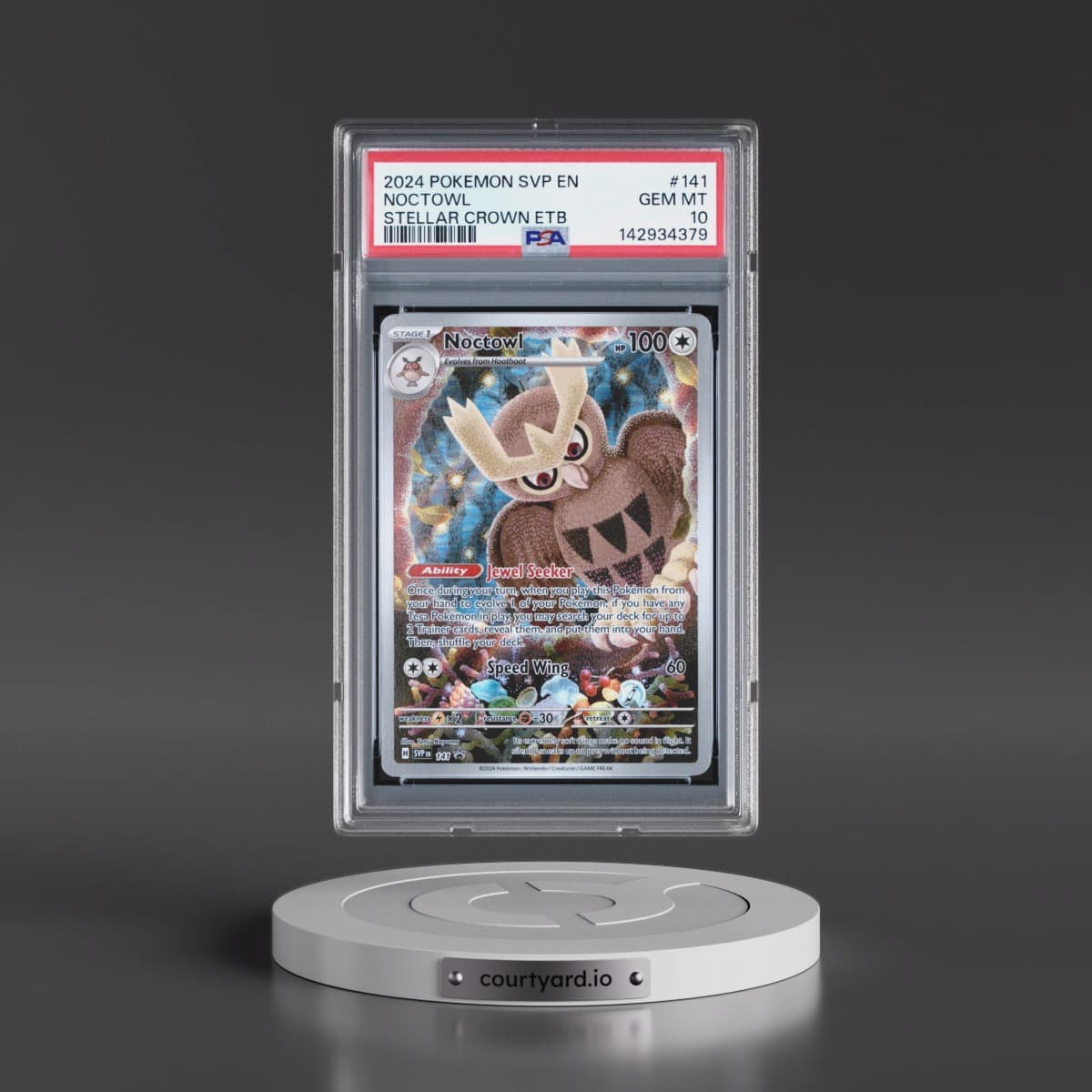 2024 Pokémon Svp EN-SV Black Star Promo #141 Noctowl - Stellar Crown Elite Trainer Box (PSA 10 GEM MINT)