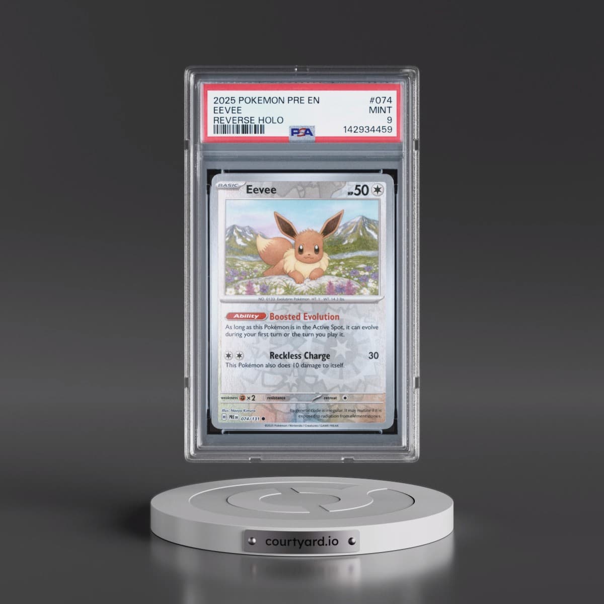 2025 Pokémon Pre EN-Prismatic Evolutions #074 Eevee - Reverse Holo (PSA 9 MINT)