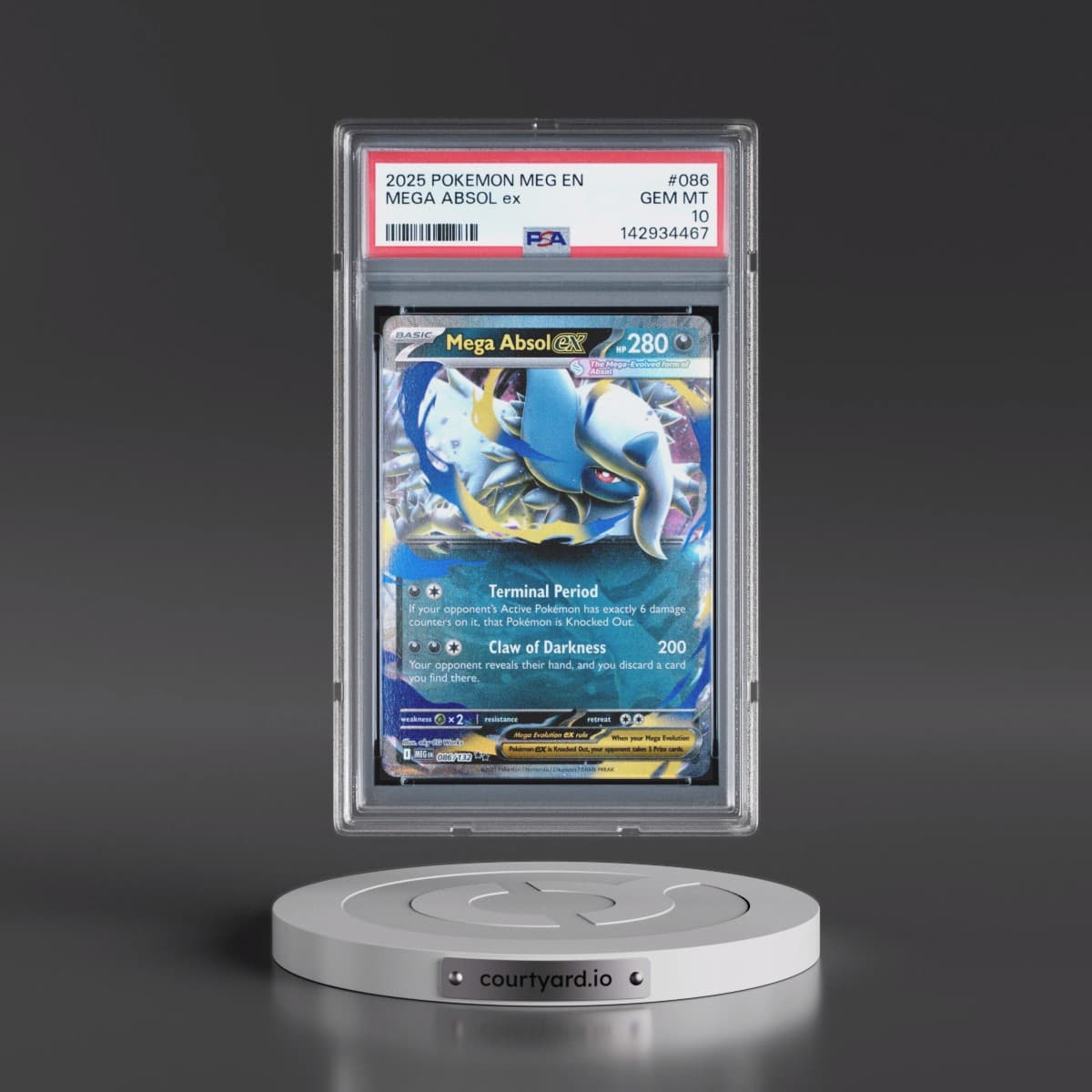 2025 Pokémon Meg EN-Mega Evolution #086 Mega Absol EX - Holo (PSA 10 GEM MINT)