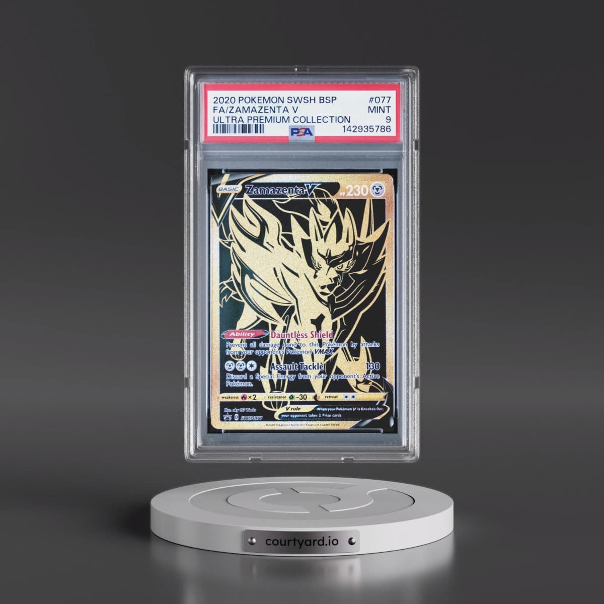 2020 Pokémon Swsh Black Star Promo #077 Zamazenta V - Holo Full Art Ultra Premium Collection (PSA 9 MINT)